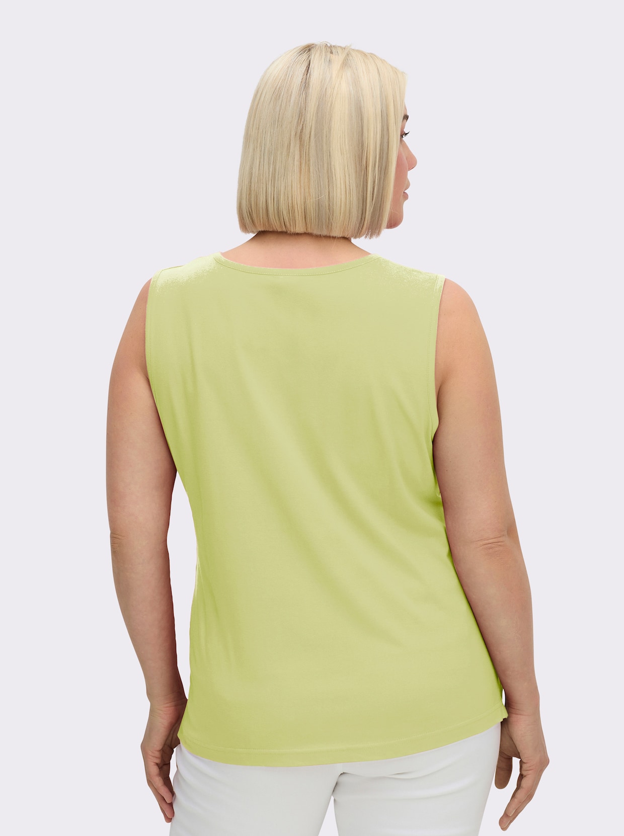 Shirttop mit Seitenschlitzen - pistazie