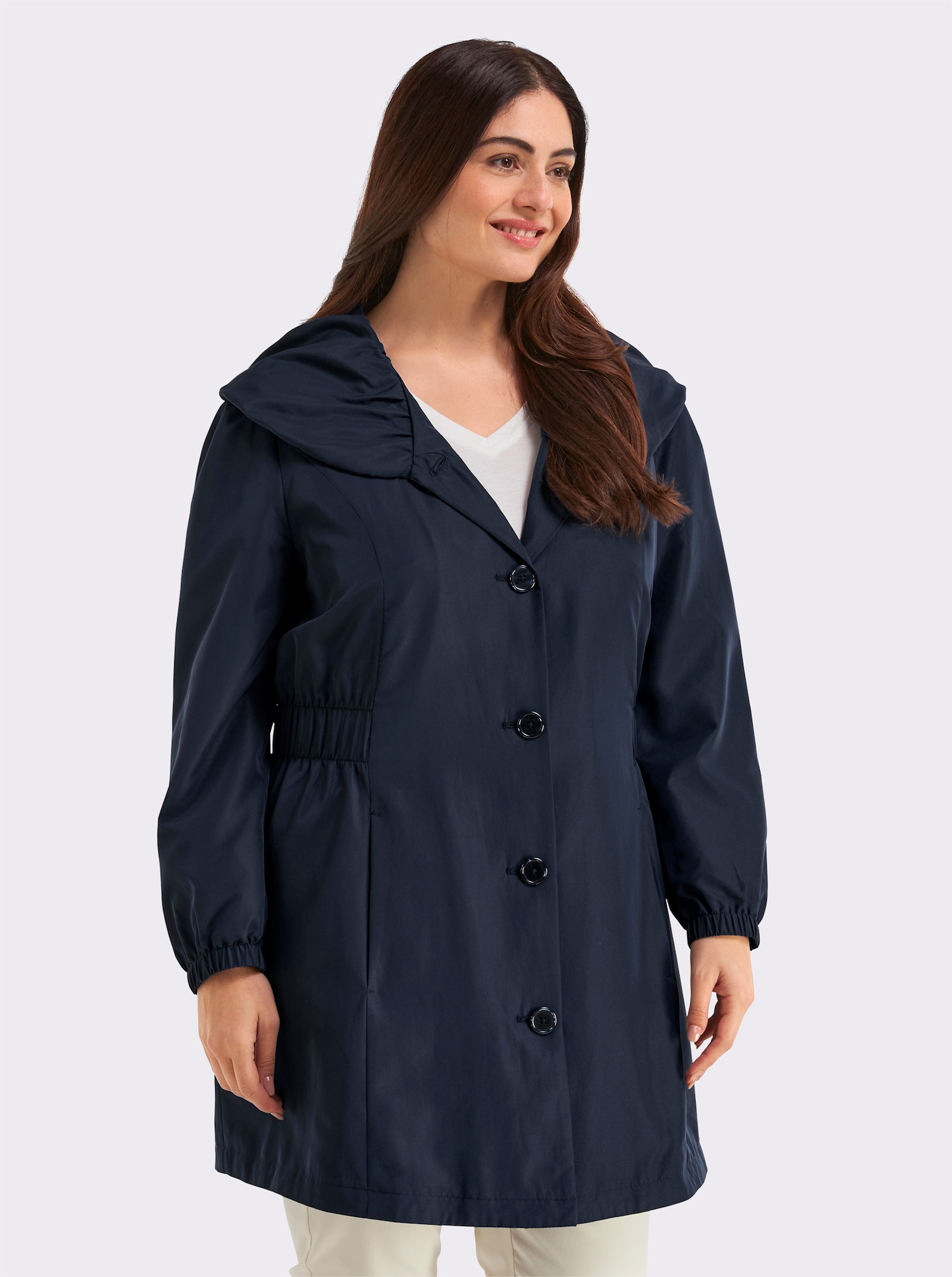 sheego Jacke mit voluminösem Kragen - tiefblau