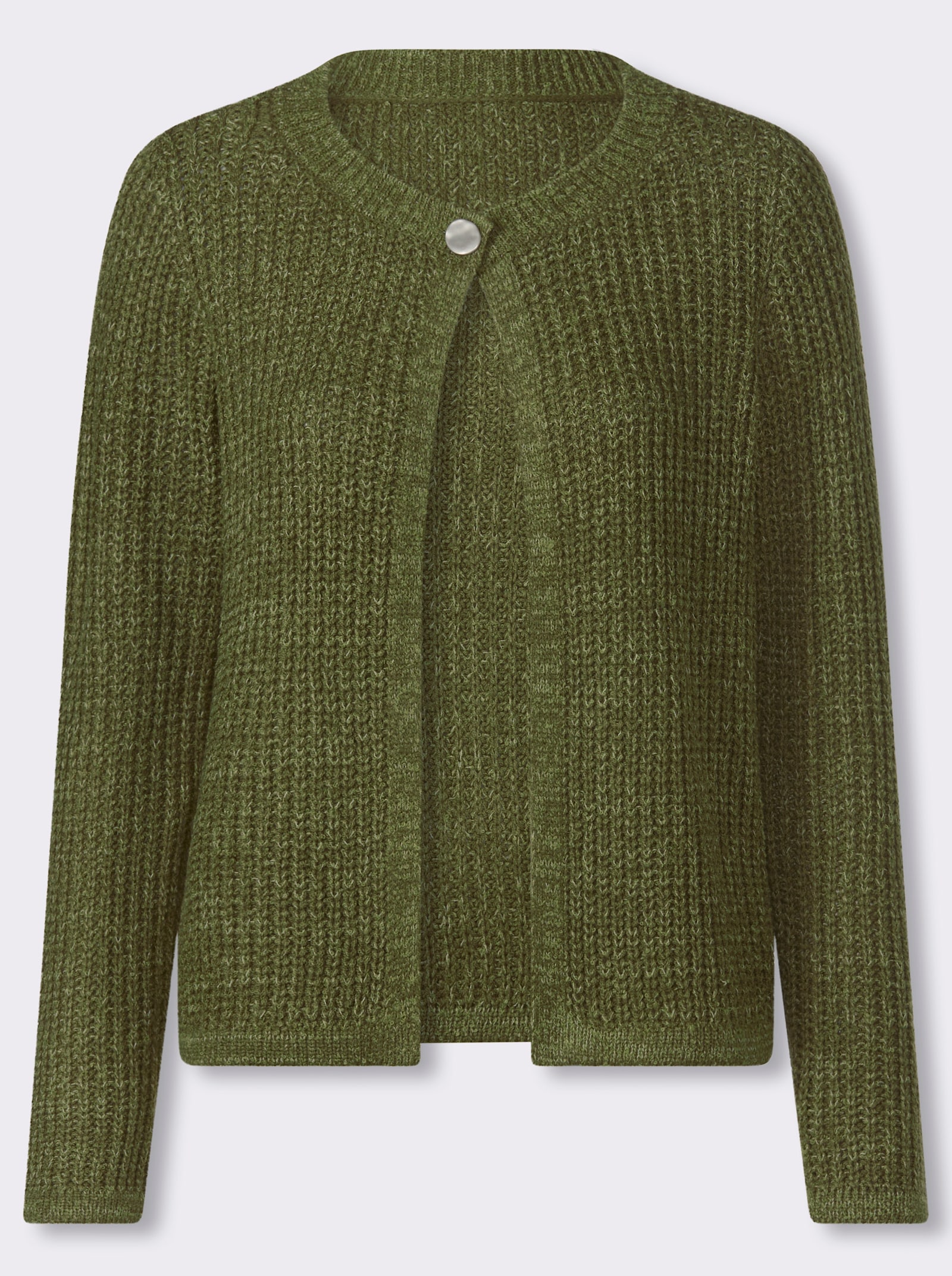 Strickjacke in Melange-Optik - oliv-schilf-meliert
