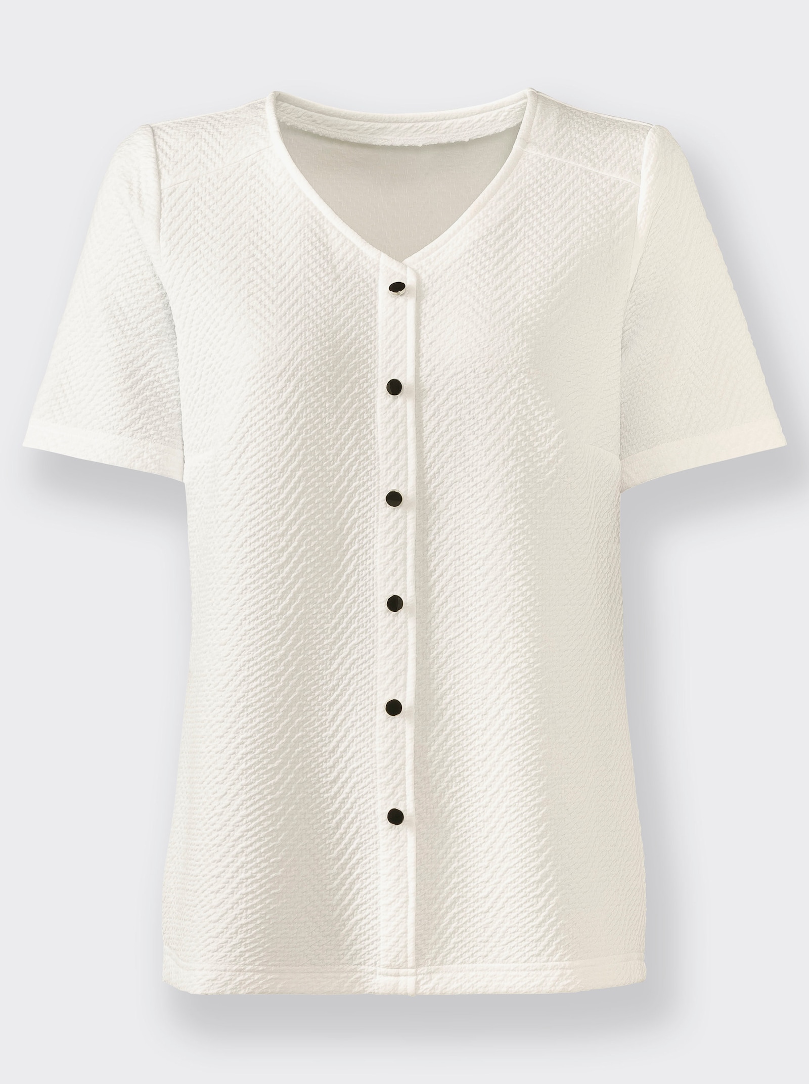 V-Shirt mit Schulterpassen - weiß