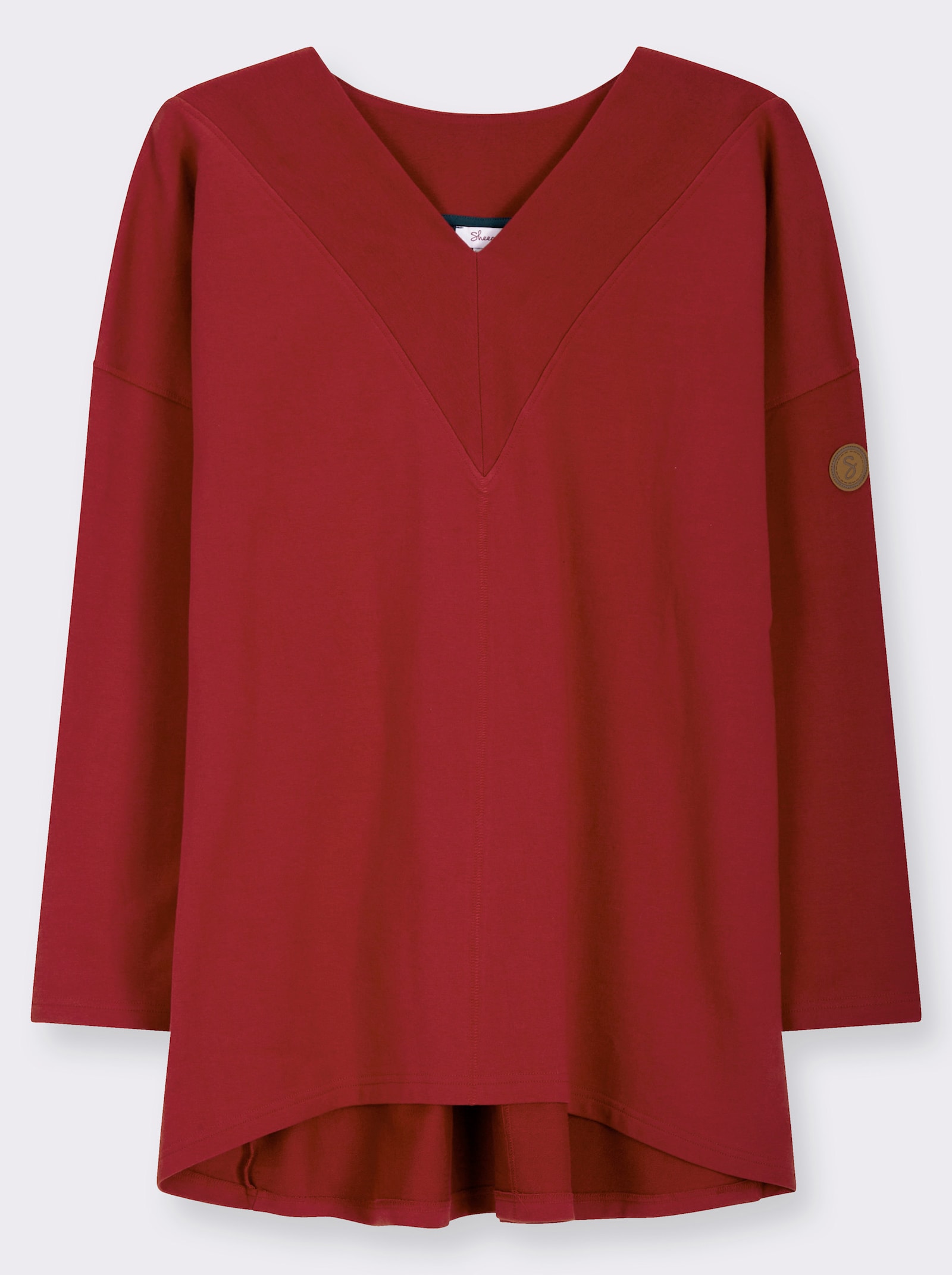 sheego Sweatshirt im schmeichelnden Vokuhila-Schnitt - kirsche