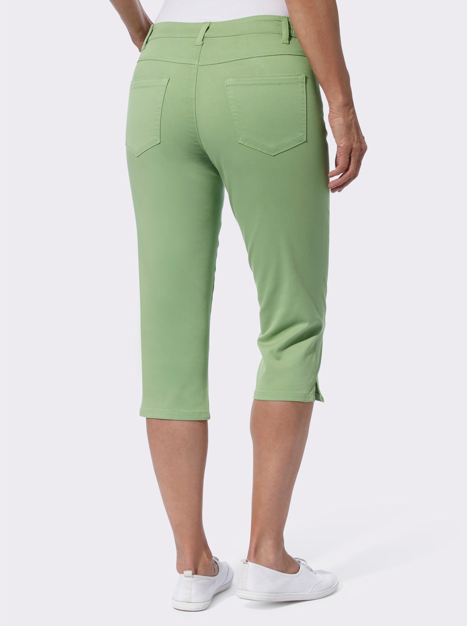 Caprijeans mit seitlichem Dehnbund - eucalyptus
