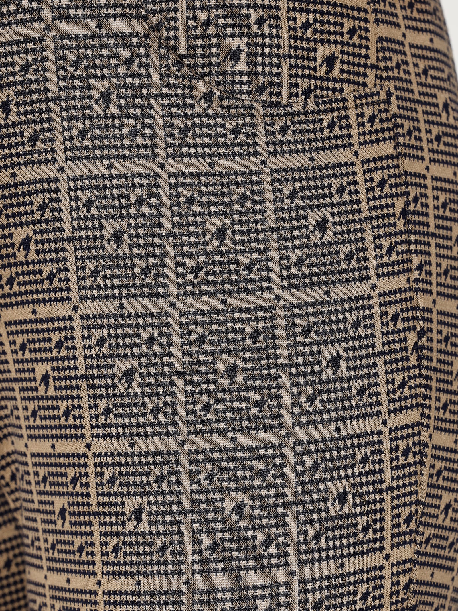 Jerseyhose im Hahnentritt, Jacquard - marine-camel-gemustert