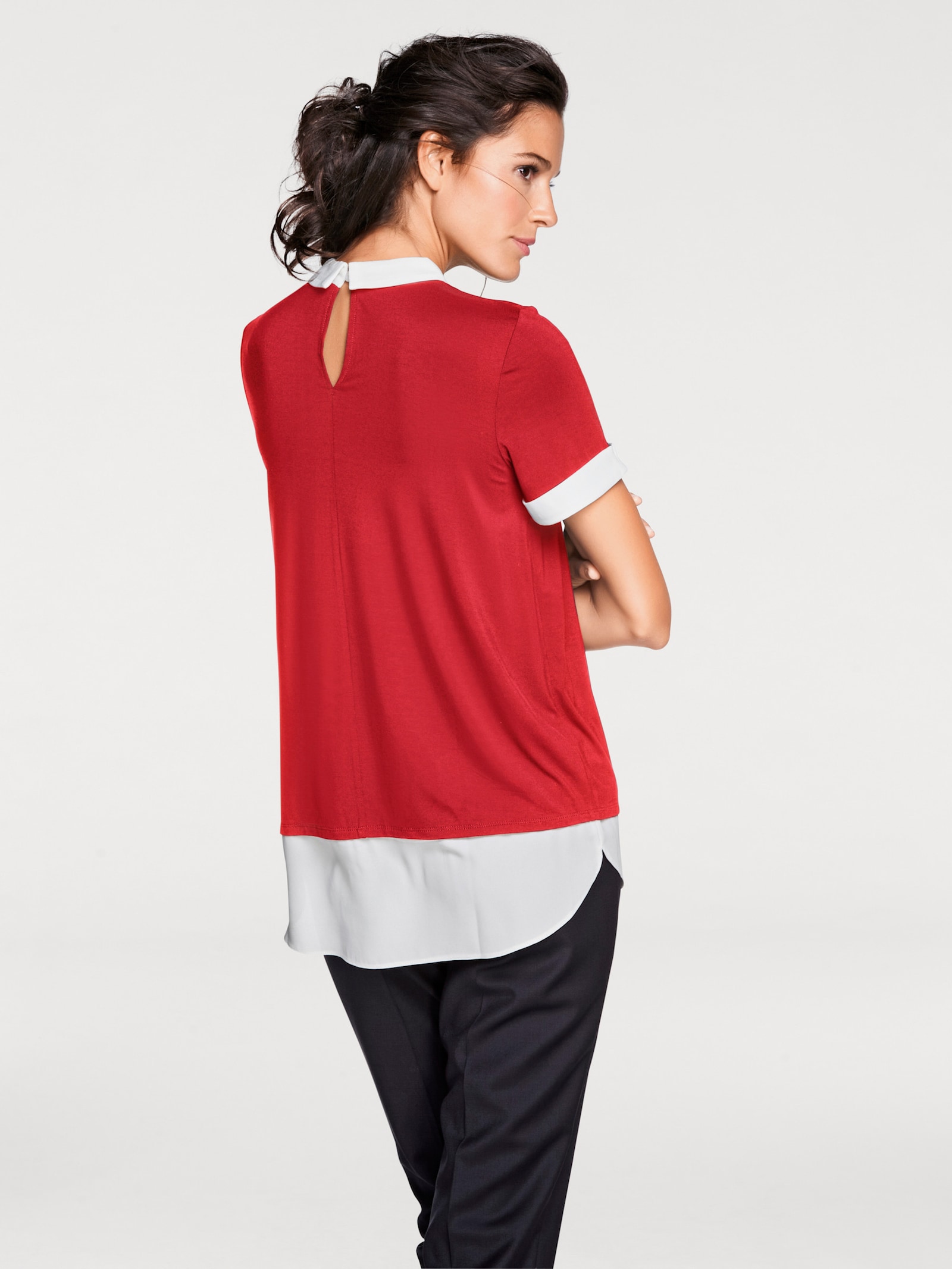 heine T-shirt 2 en 1 avec empiècements en mousseline - rouge