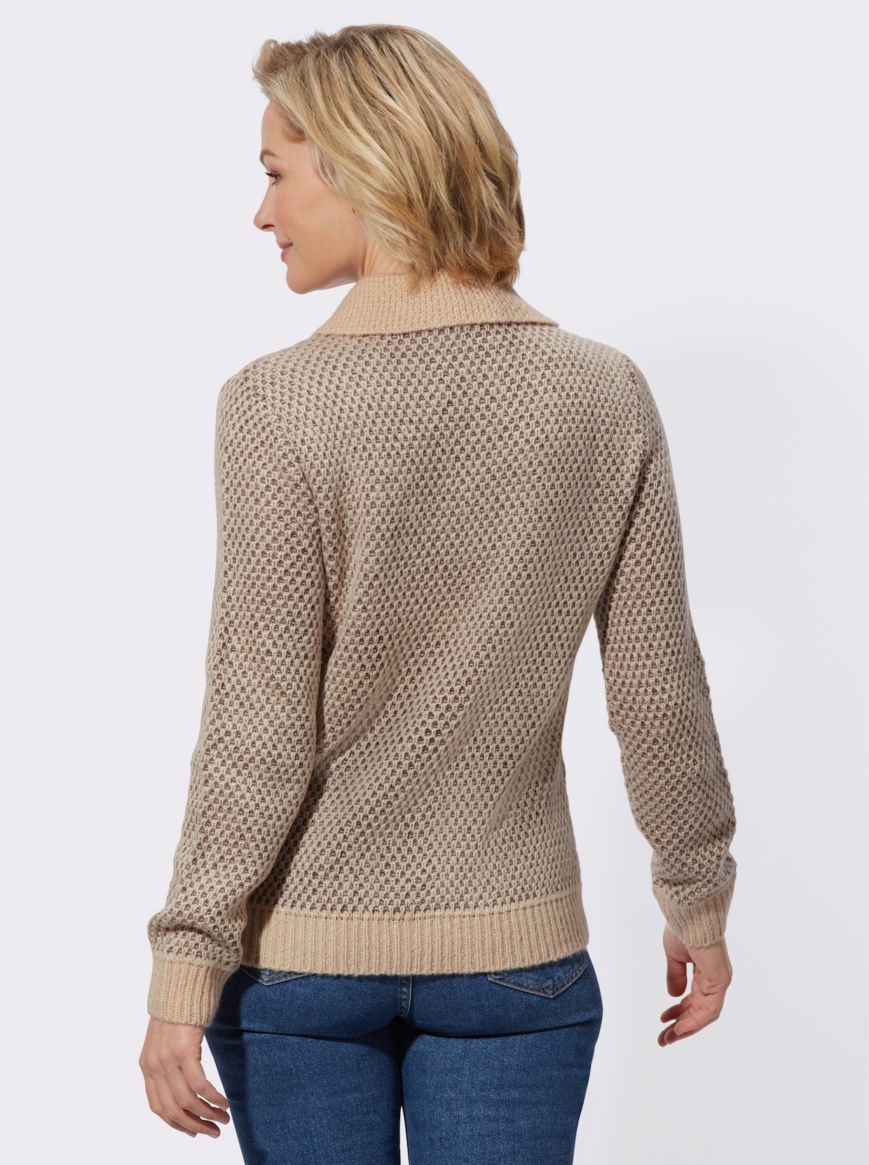 Pullover met sjaalkraag - ivoor gemêleerd