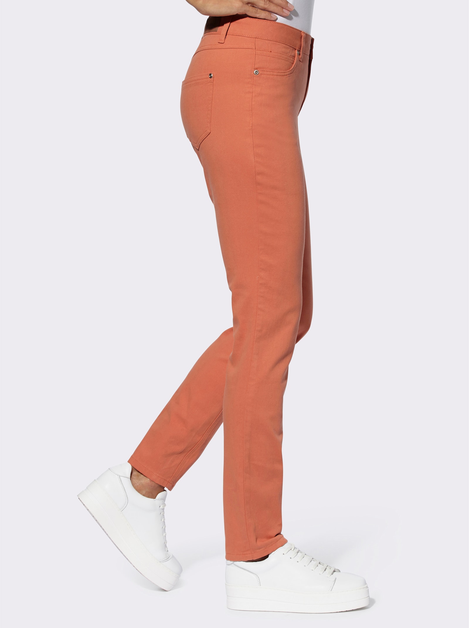 Broek in 5-pocketsmodel - papaya