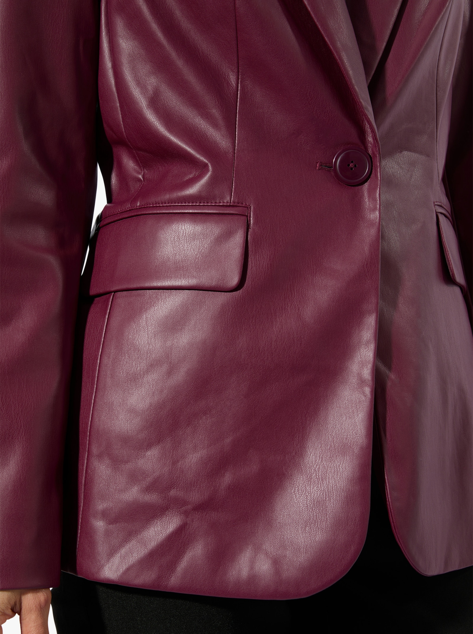 Lederimitat-Blazer mit Reverskragen - bordeaux