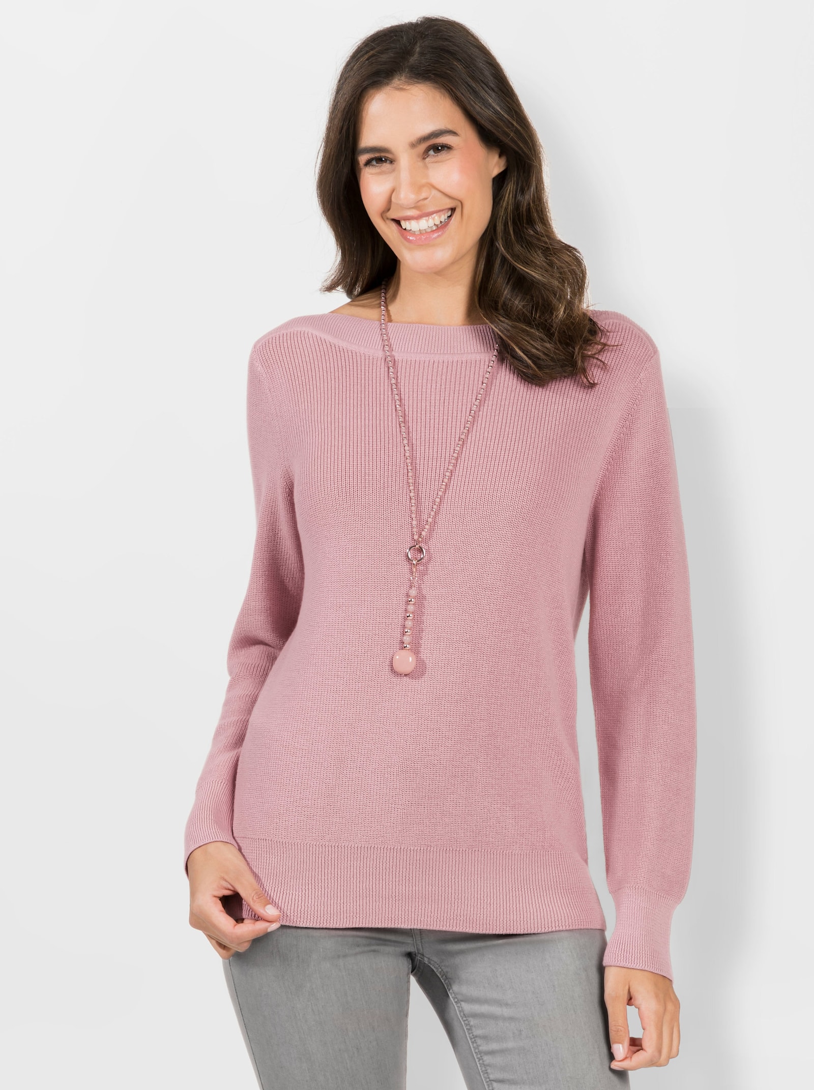 Gebreide pullover in riblook - hortensia