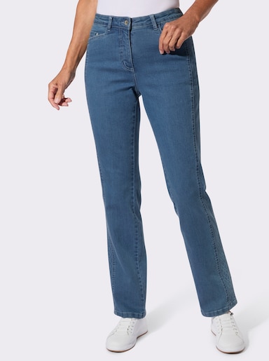 Jeans mit seitlichem Laser-Druckmuster - blue-bleached
