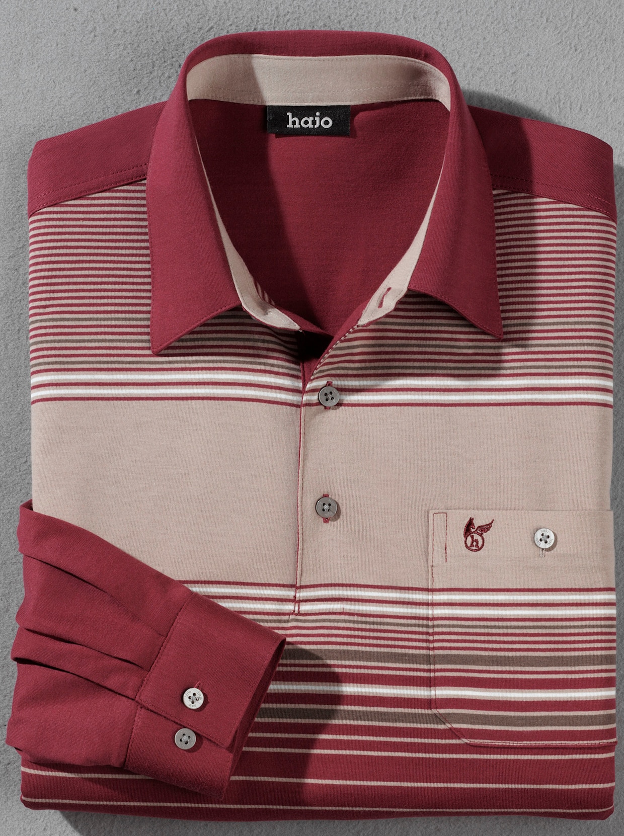 Poloshirt met lange mouwen - donkerrood