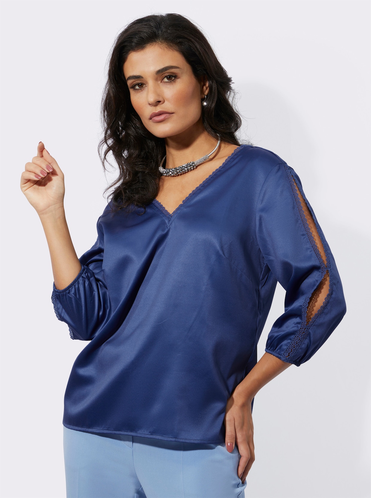 Schlupf-Bluse - royalblau