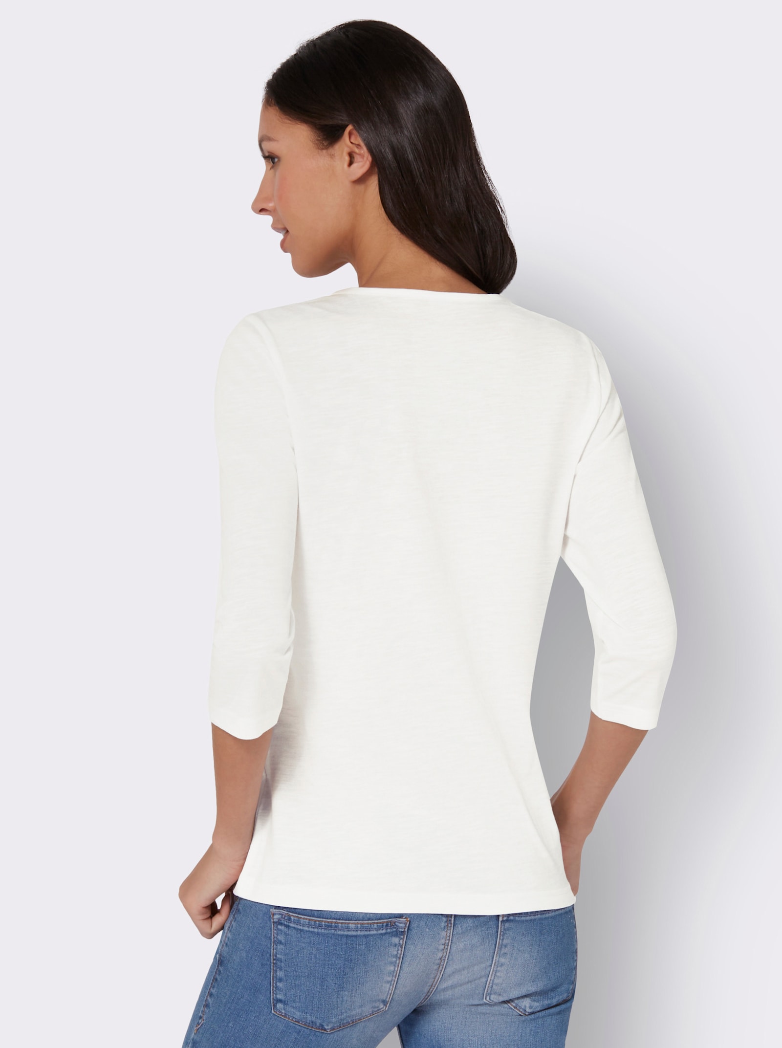 Tričko s 3/4 rukávem a potiskem alpaky - ecru-šedá