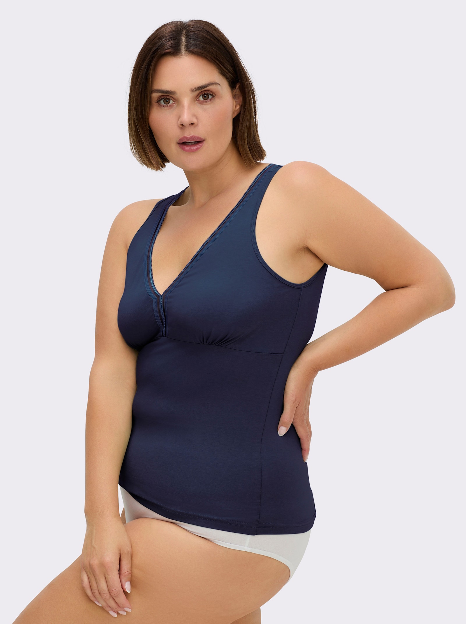 wäschepur BH-Hemd mit elastischem Zierband - marine