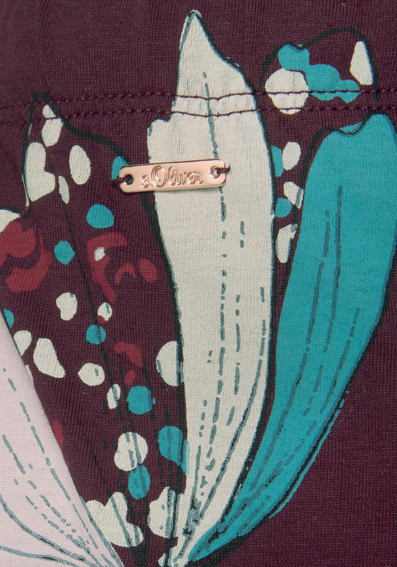 s.Oliver Short de pyjama - bordeaux-à fleurs