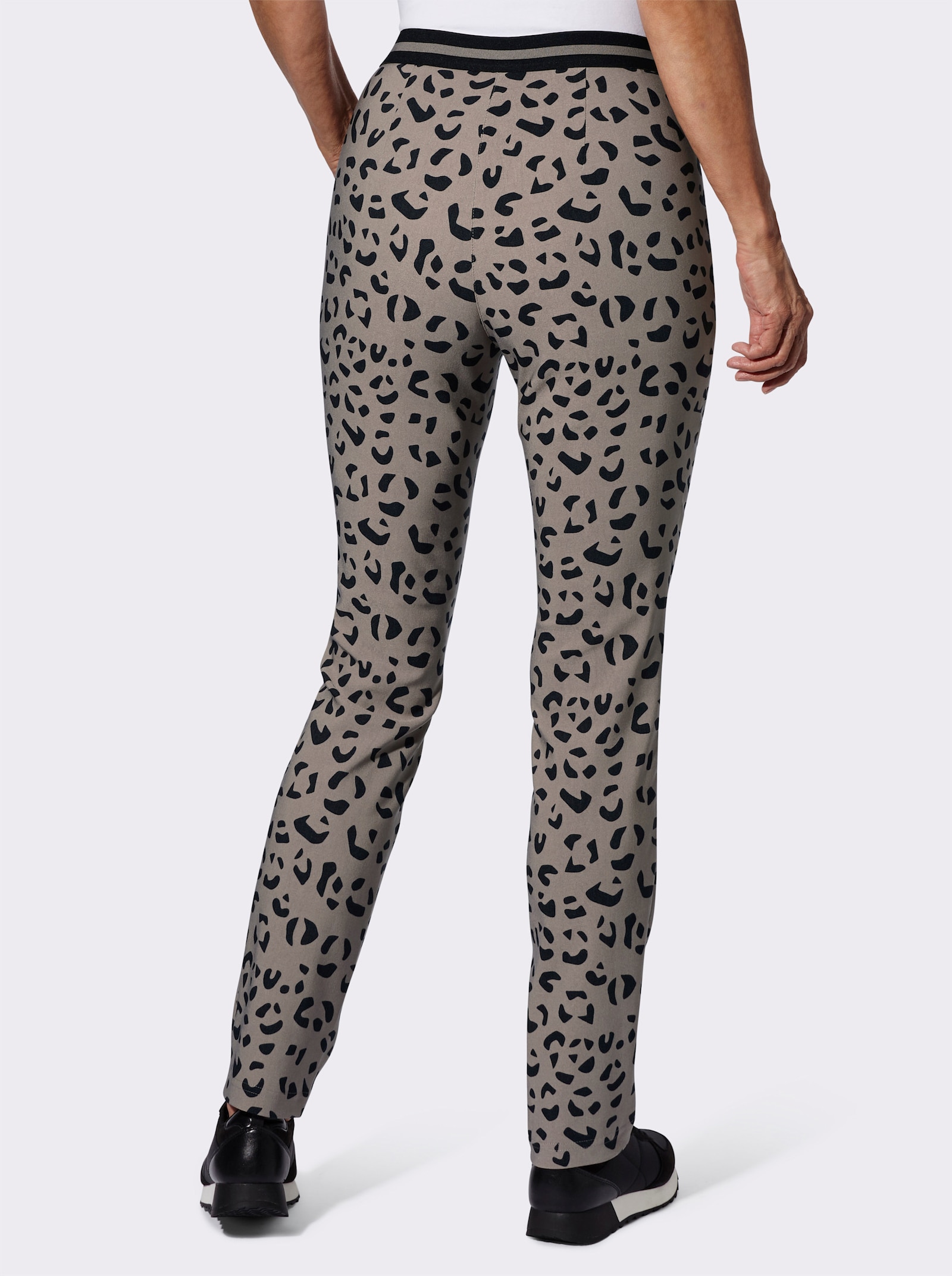 Bengalinhose mit Dehnbund - schwarz-taupe-bedruckt