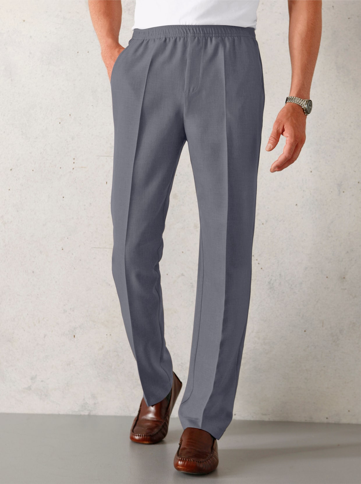 Pohodlné kalhoty - šedá-melír
