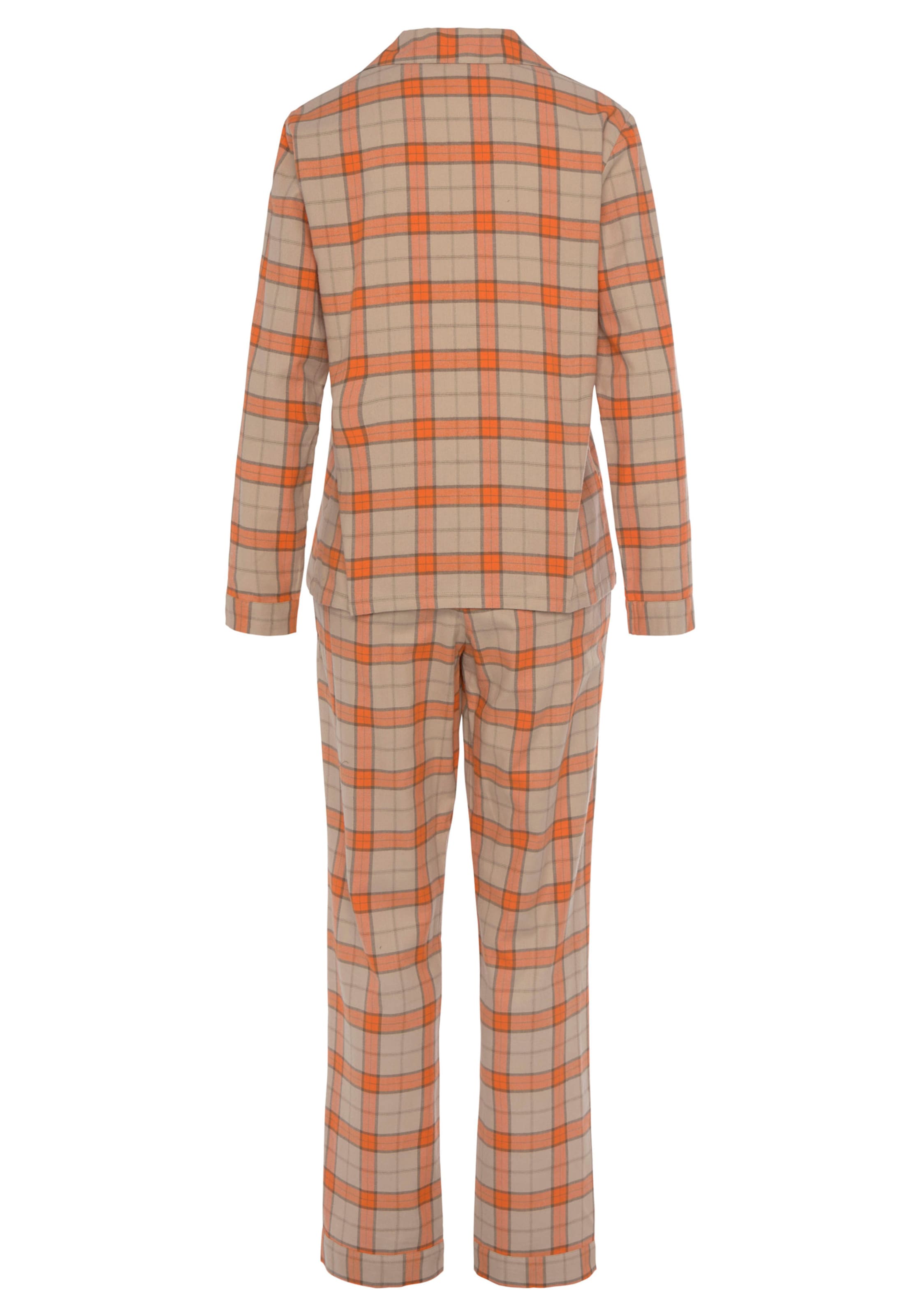 Bund Hose günstig Kaufen-Pyjama in orange von Vivance Dreams. Pyjama in orange von Vivance Dreams <![CDATA[Klassischer Flanell Pyjama mit Reverskragen und durchgehender Knopfleiste. Lange Hose mit seitlichen Eingriffstaschen und Gummizugbund. Angenehme Qualität aus 100% Baumwoll