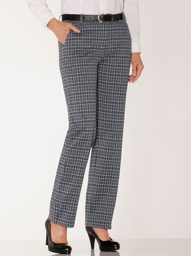 Stoffhose in Jersey-Qualität - anthrazit-ecru-gemustert