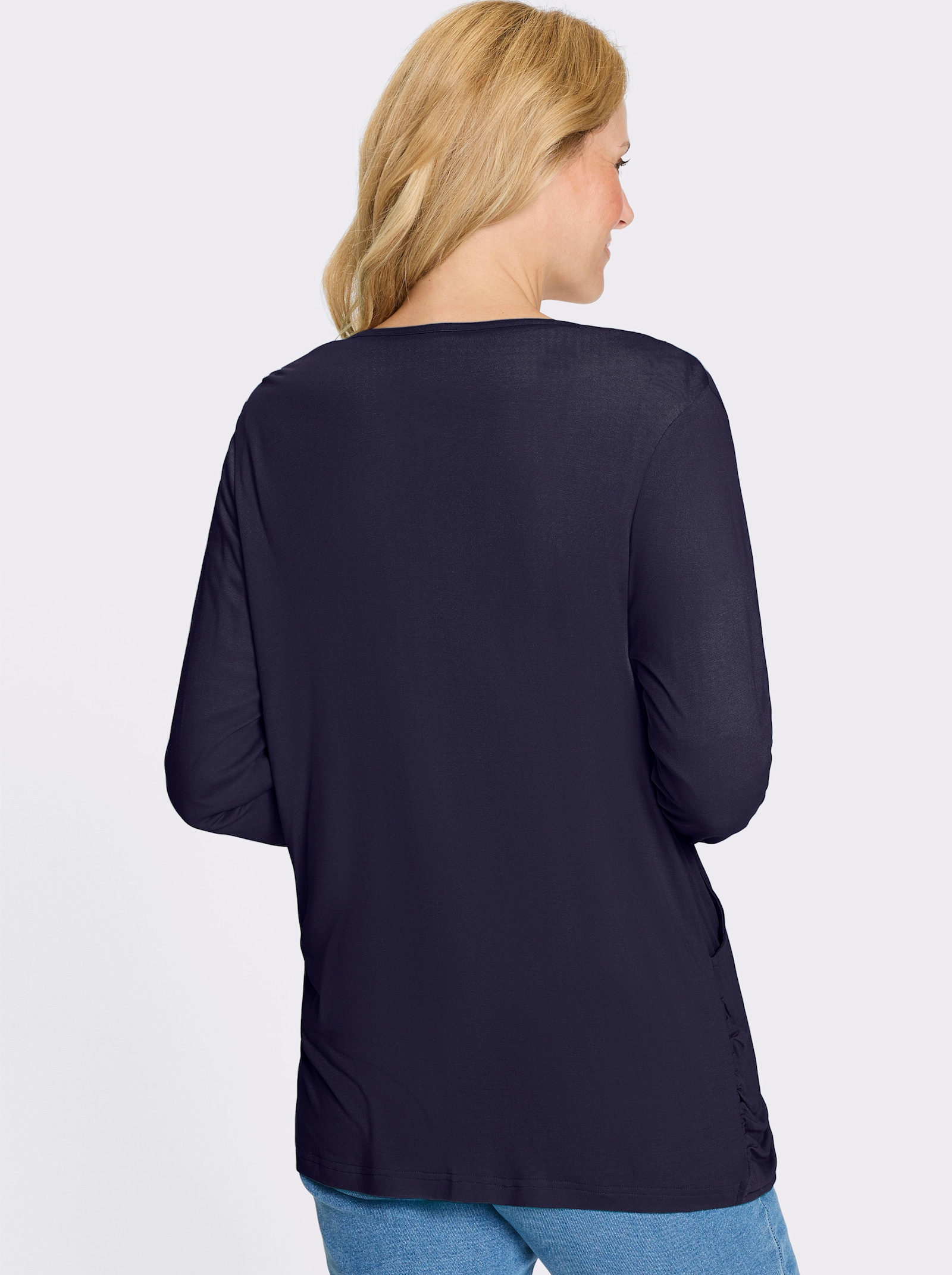 Shirtjacke im Vorderteil doppellagig - marine