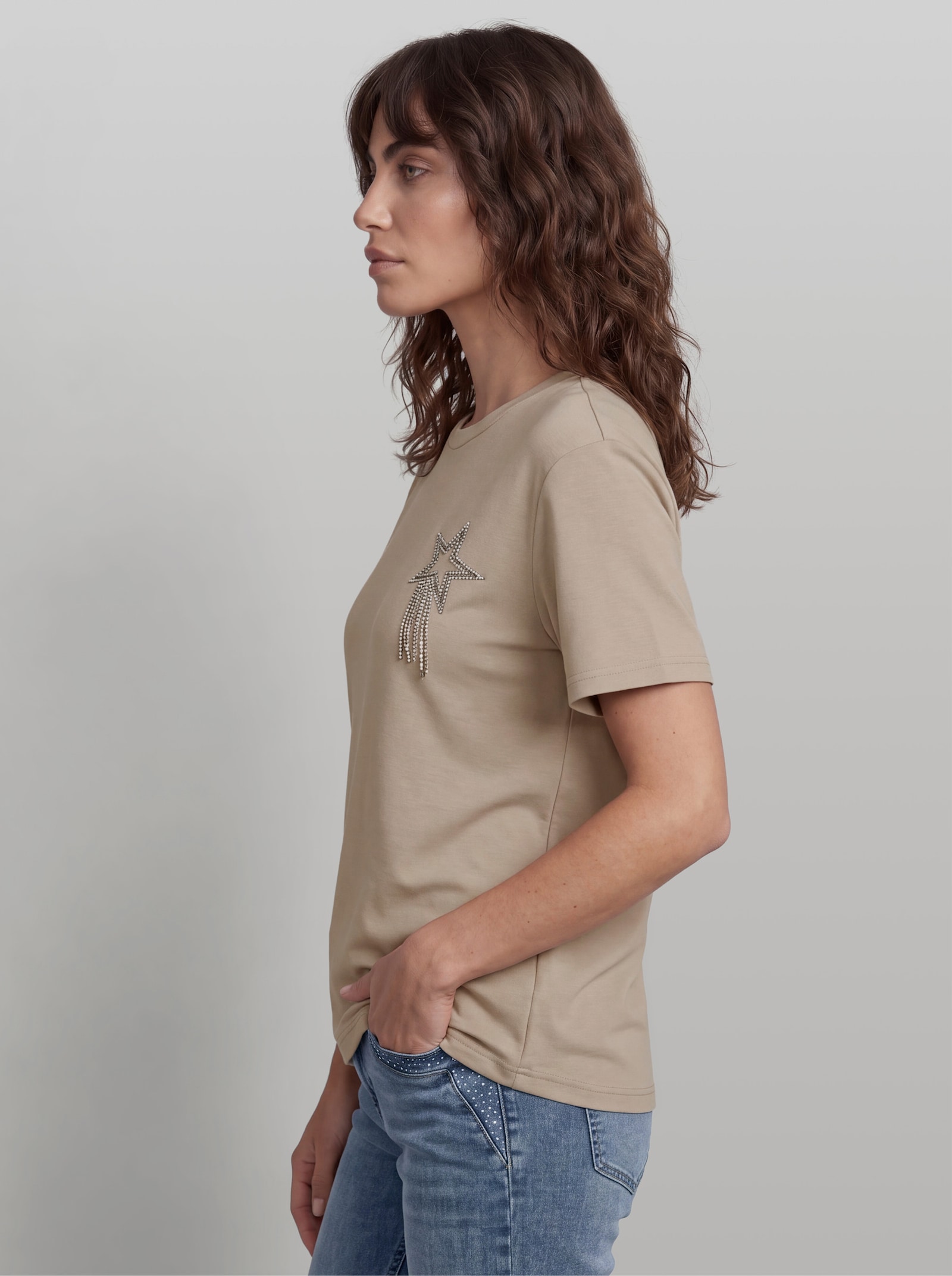 heine Sweatshirt mit Stern-Applikation - beige