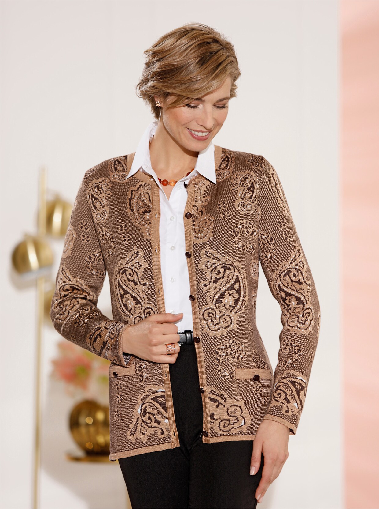 Cardigan - camel-gemustert