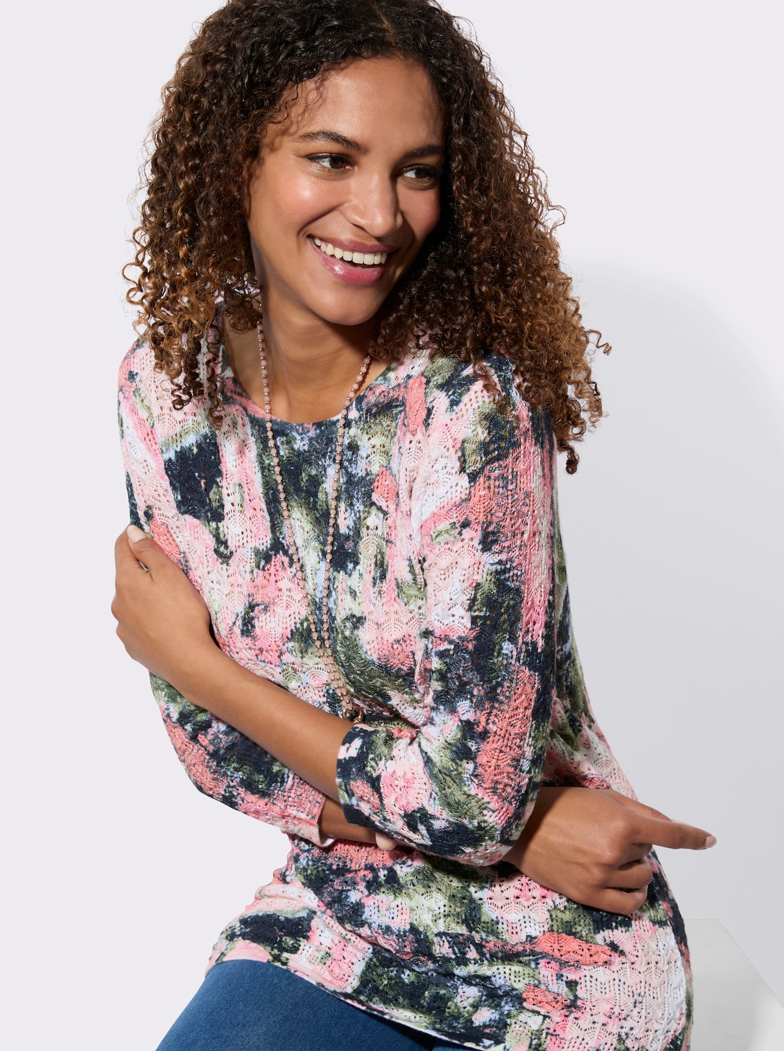 Baumwollpullover - hortensie-bedruckt