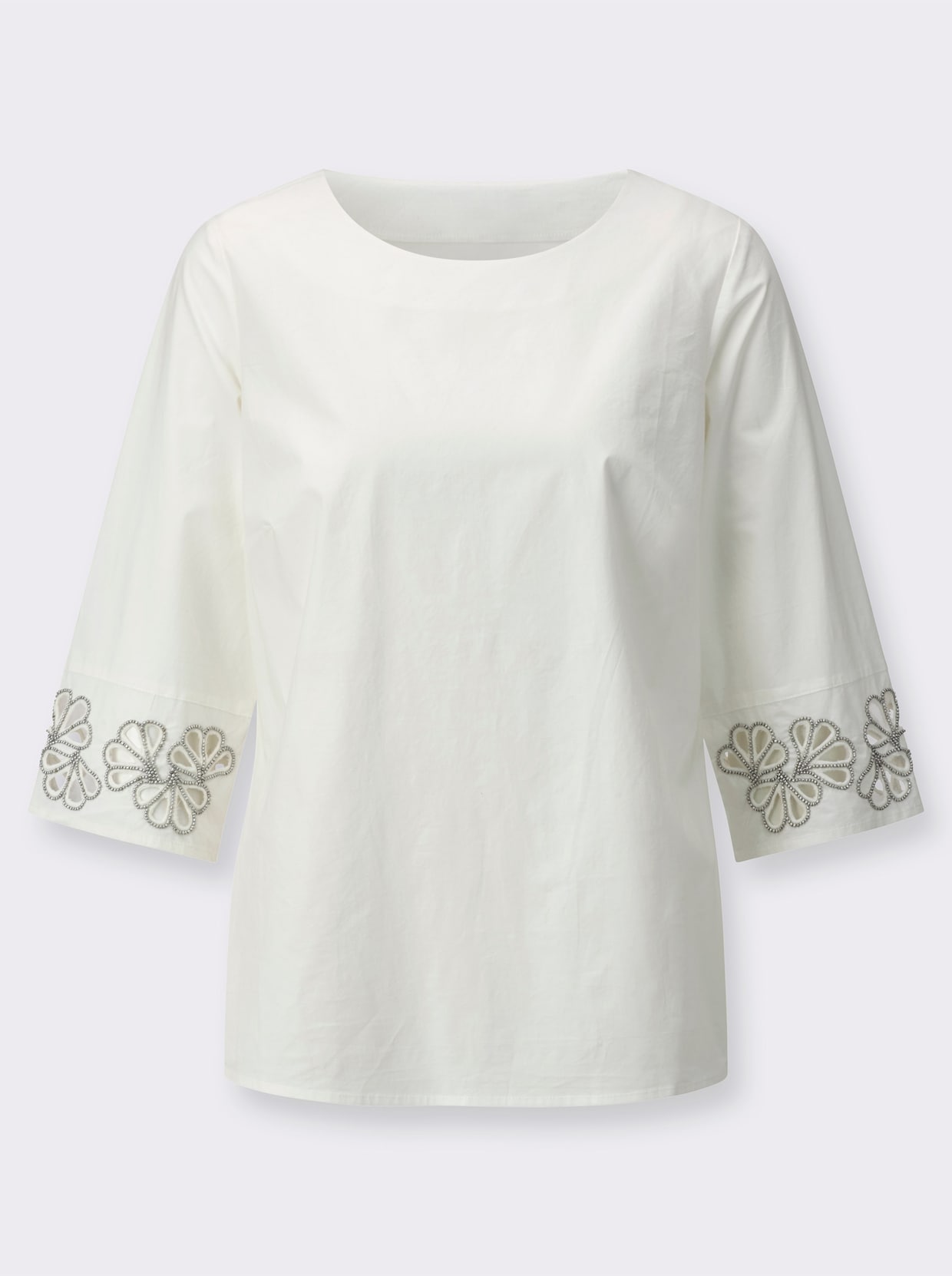 Baumwollbluse in bequemer Schlupfform - ecru