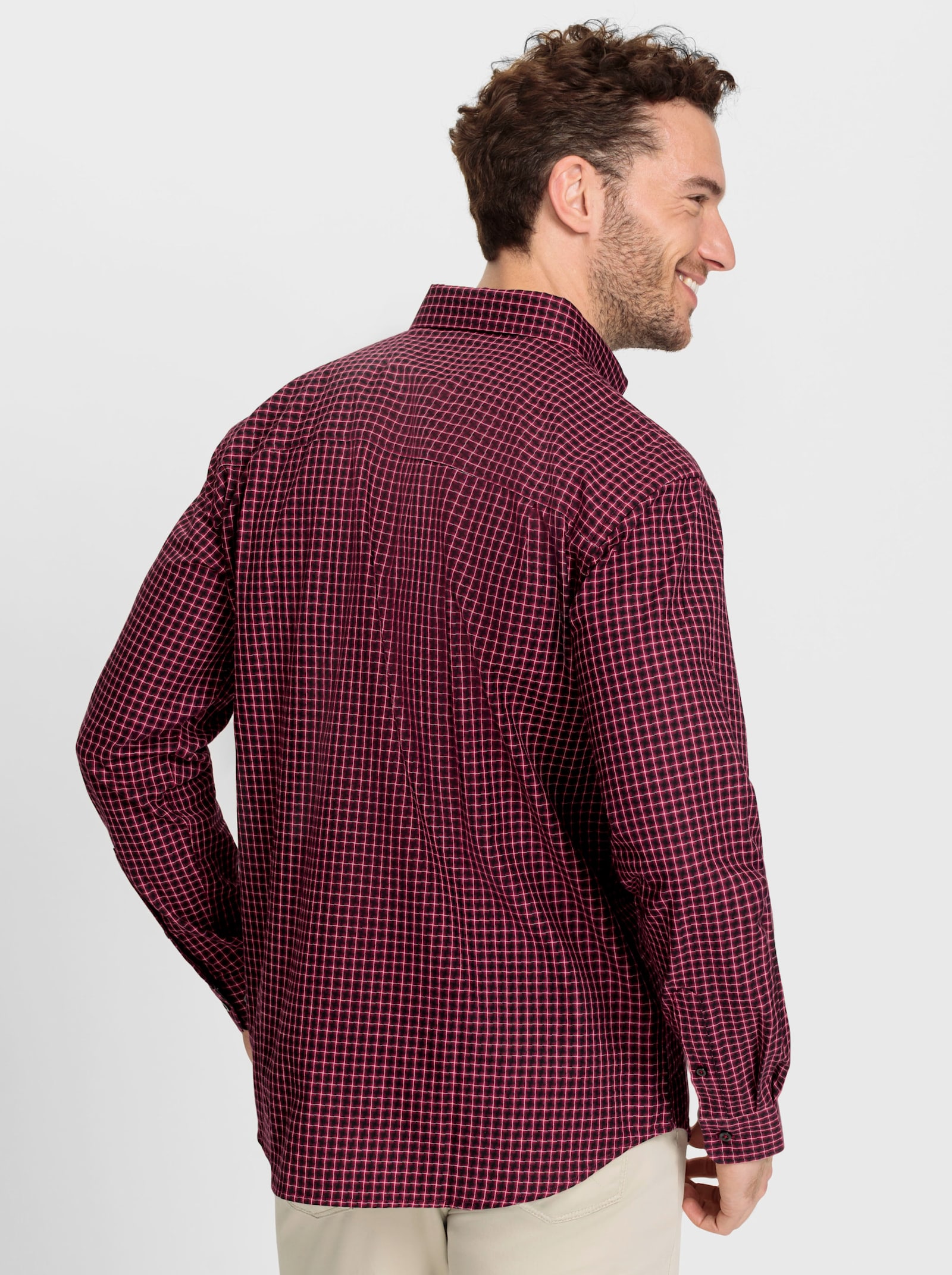 Marco Donati Overhemd met lange mouwen en in het garen geverfd ruitpatroon - kers gedessineerd