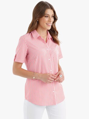 Bluse - apricot-kariert