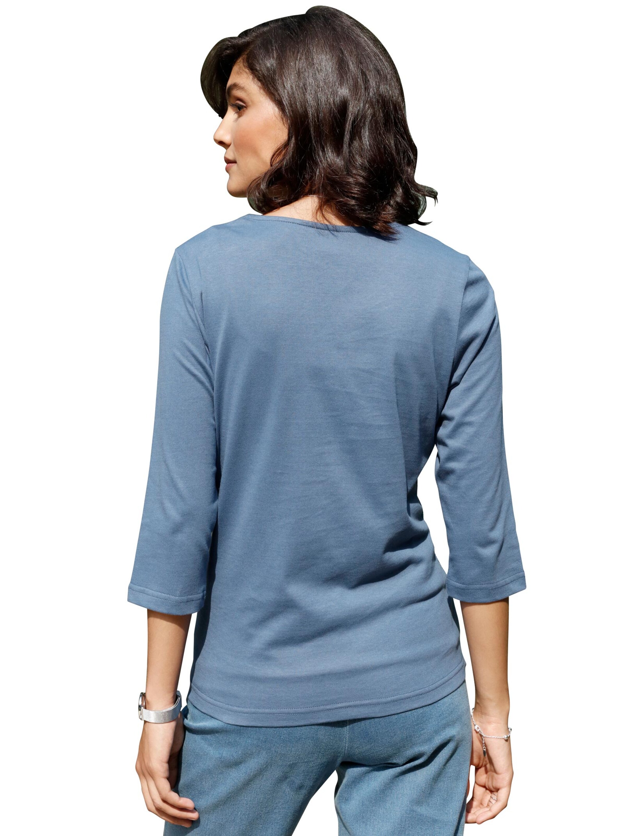 Shirt - jeansblau-bedruckt