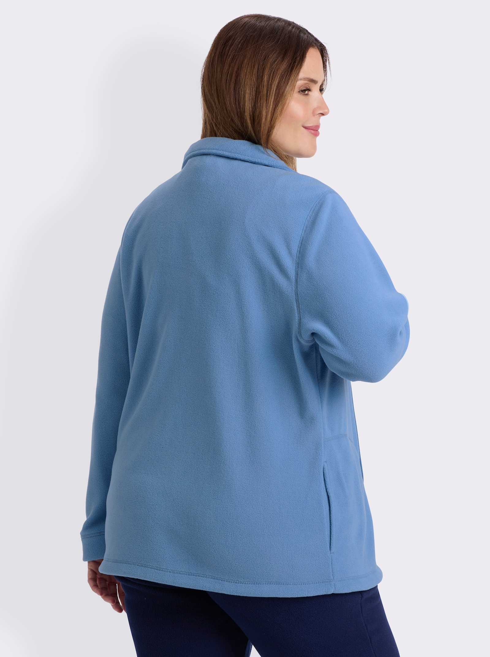 Fleecejacke Kordeldurchzug am Saum - jeansblau
