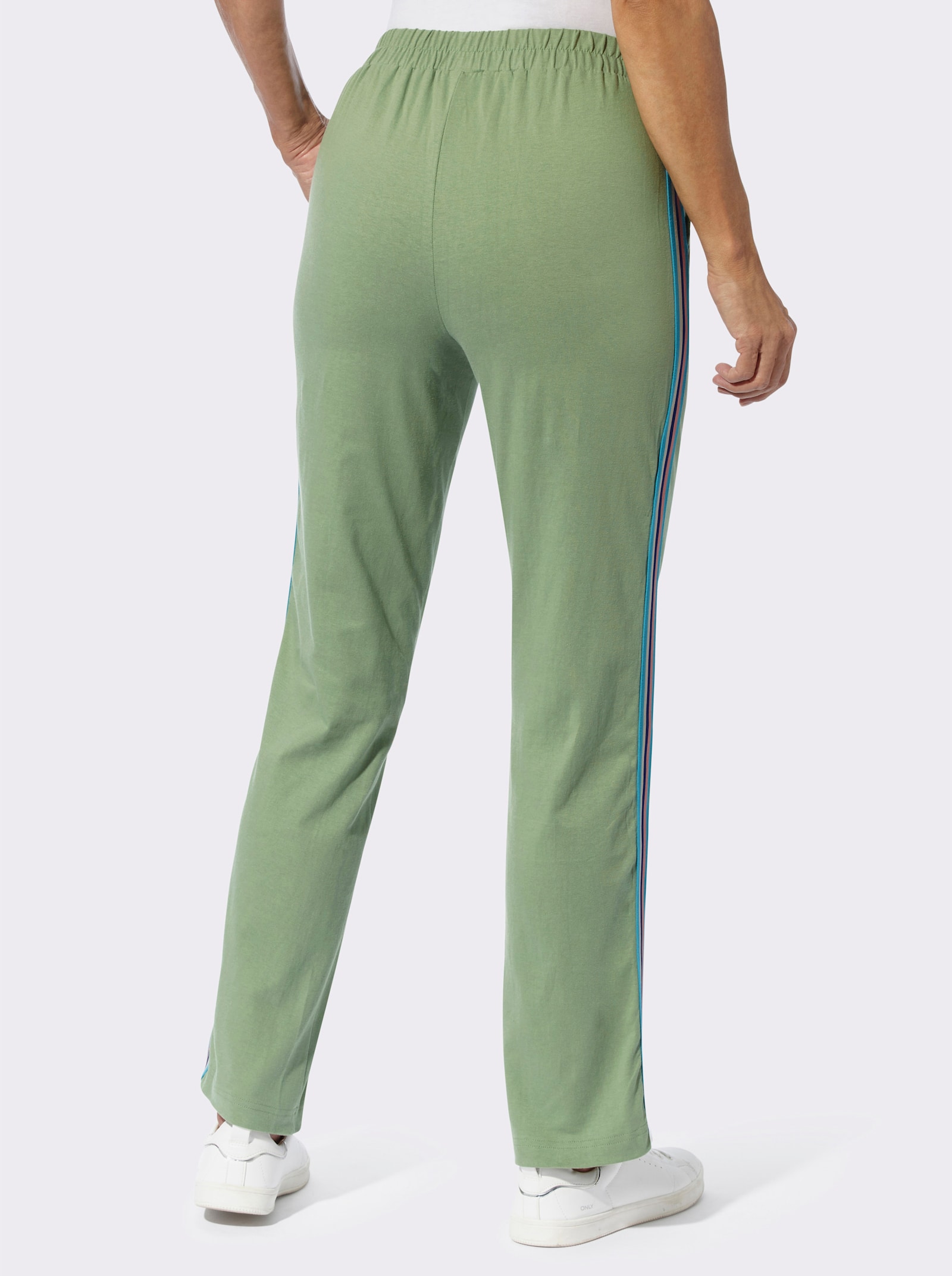 Freizeithose mit Streifenband - eucalyptus