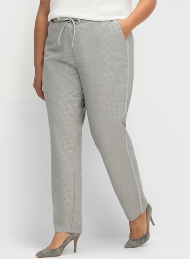 Schlupfhose mit silberfarbenen Galonstreifen - steingrau-gemustert