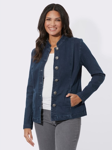 Jeansblazer mit Trachtenknöpfen - blue-stone-washed