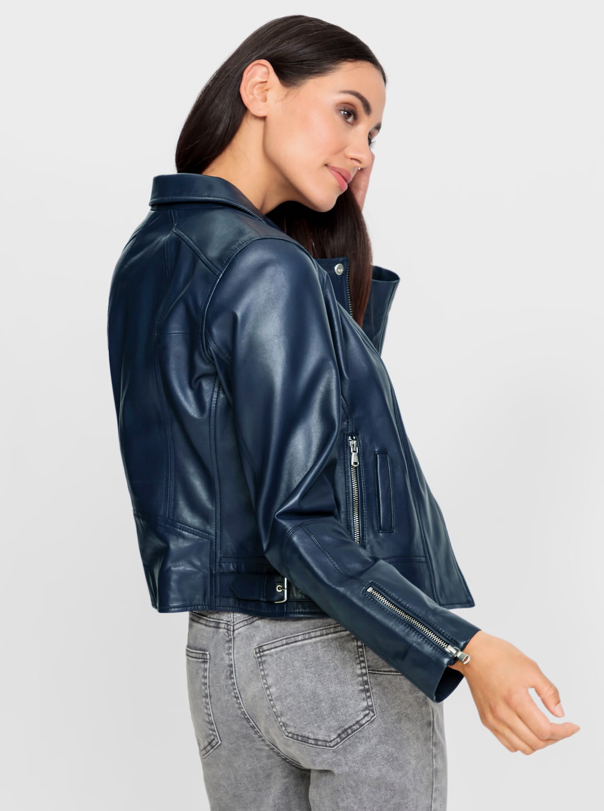 heine Lederjacke - marine