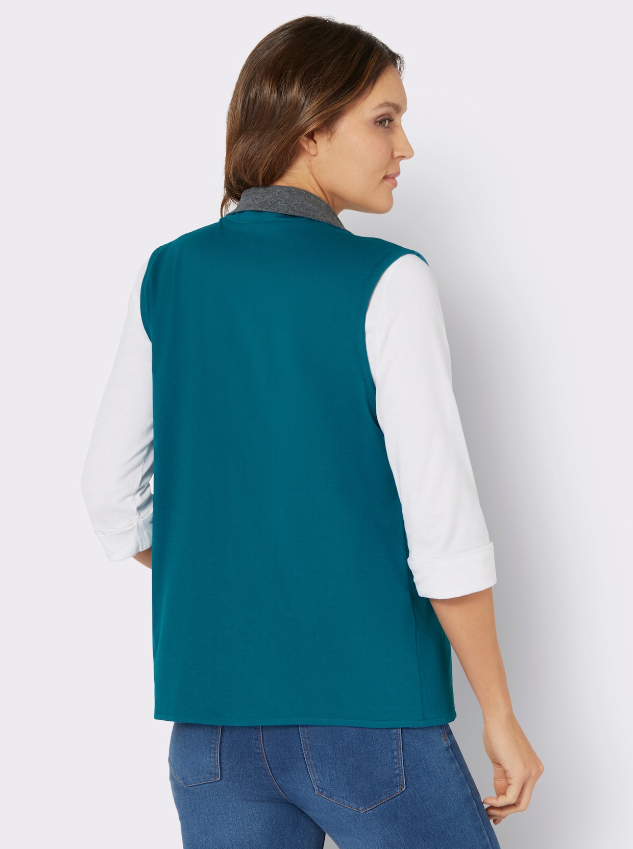 Keerbaar gilet - aquapetrol/antraciet gemêleerd