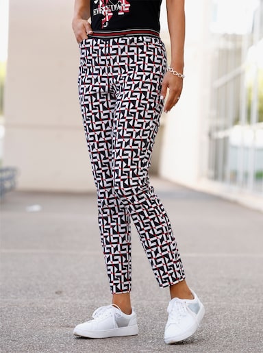 Bengalinebroek met grafische print - zwart/rood geprint