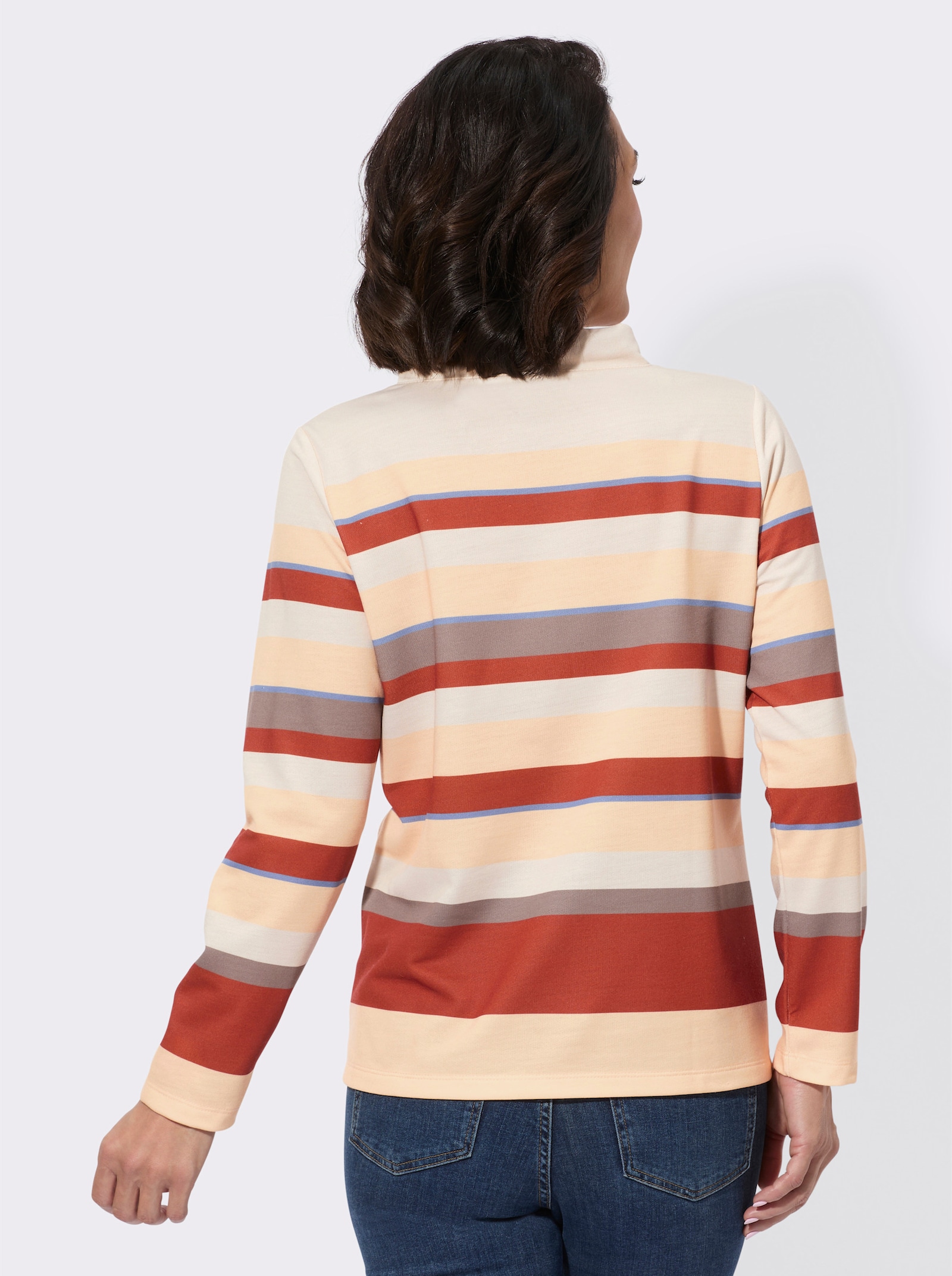 Sweatshirt - elfenbein-rostrot-geringelt