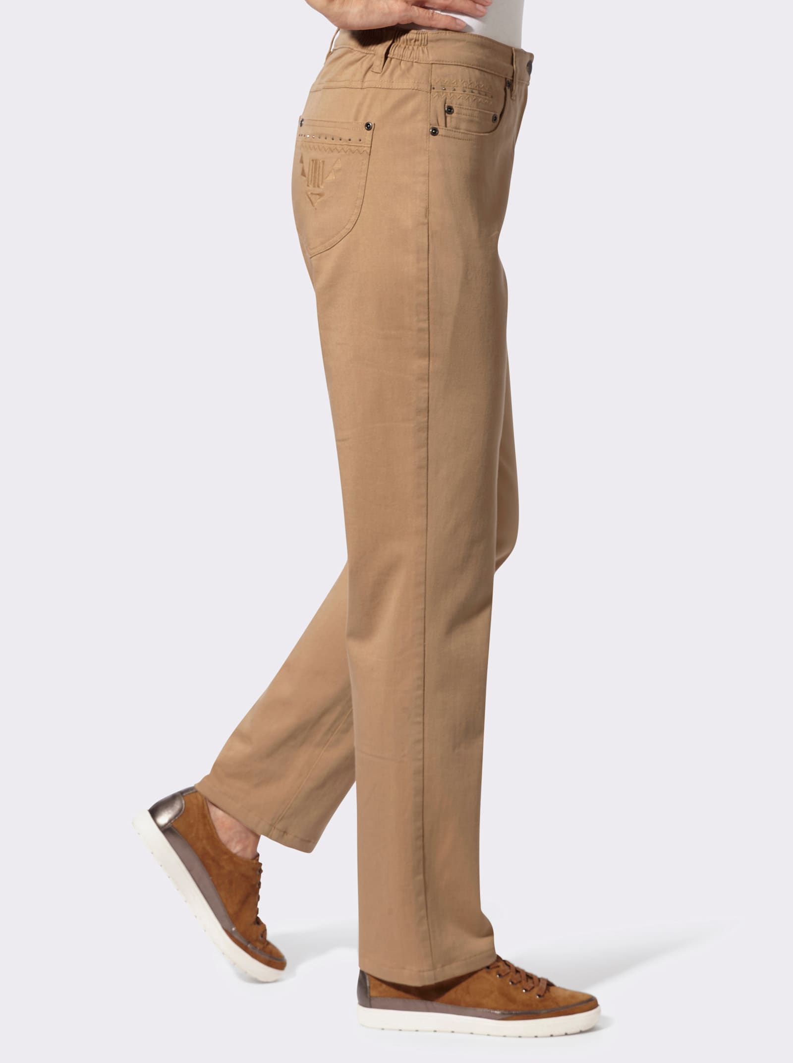 Jeans mit Metallplättchen-Deko - camel