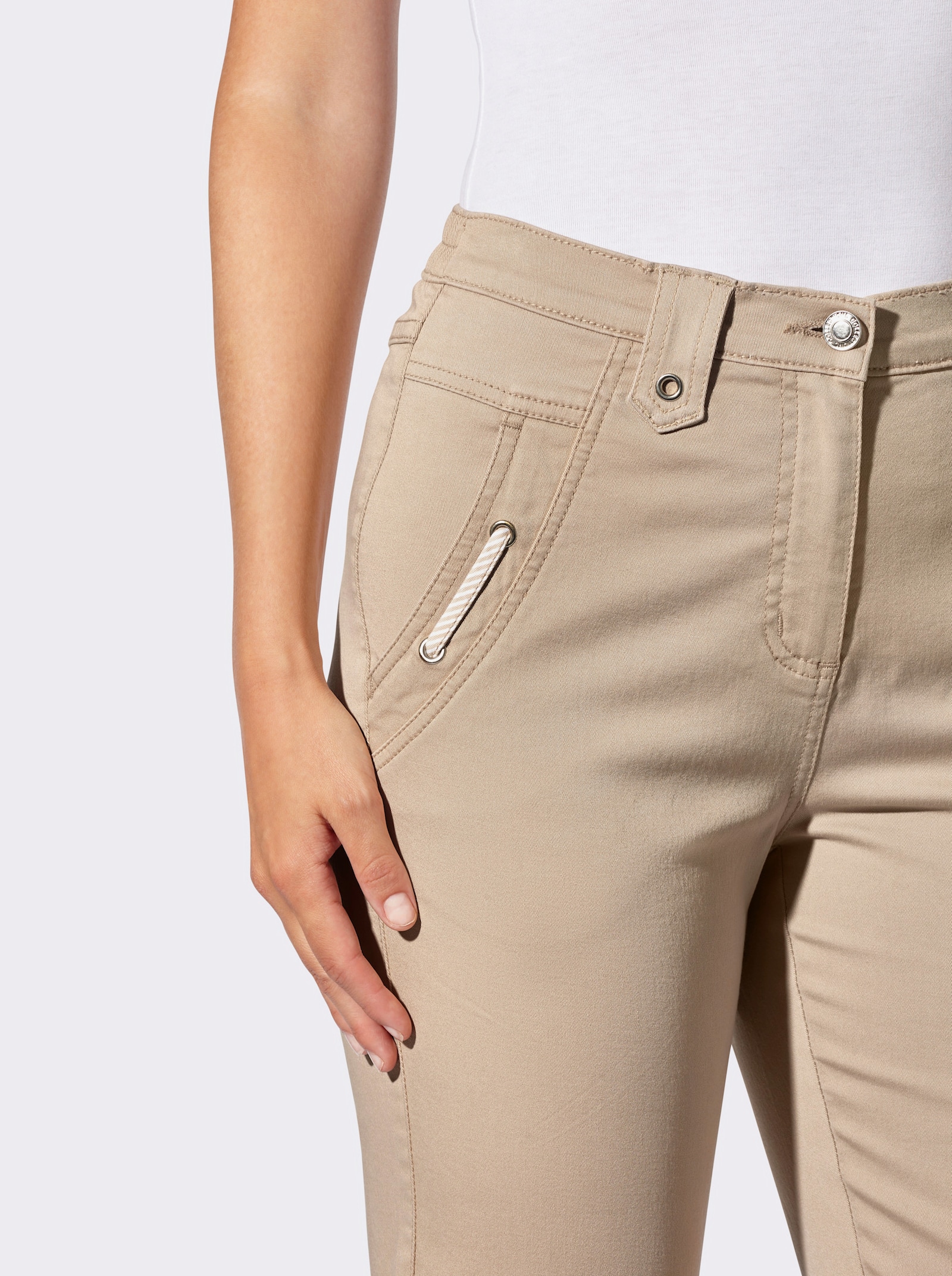 Schlupfjeans in Baumwoll-Stretch-Qualität - beige
