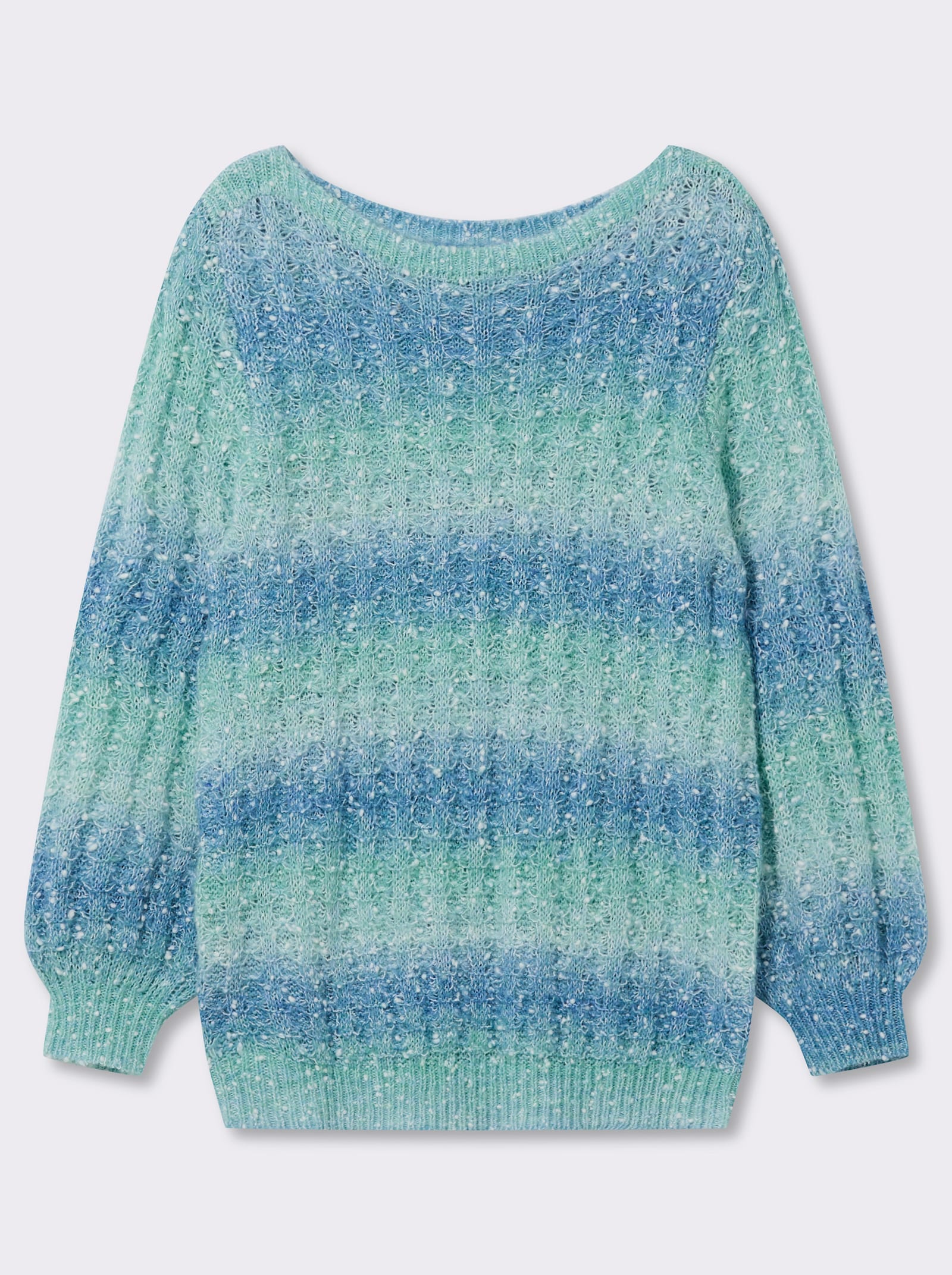 sheego Ajourpullover mit Blockstreifen - mint-bleu-gemustert