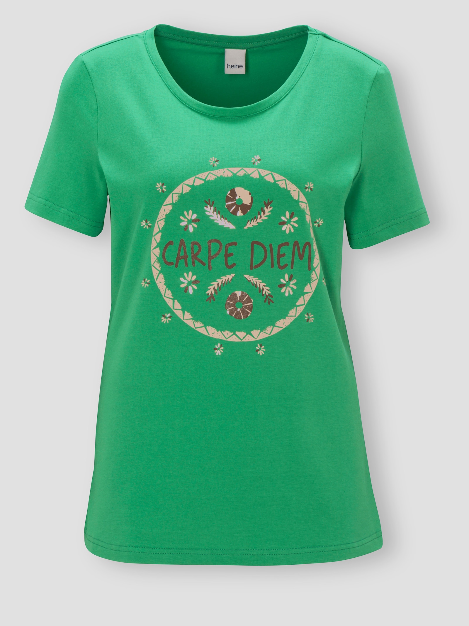 heine Kurzarmshirt mit Schriftzug - grasgrün