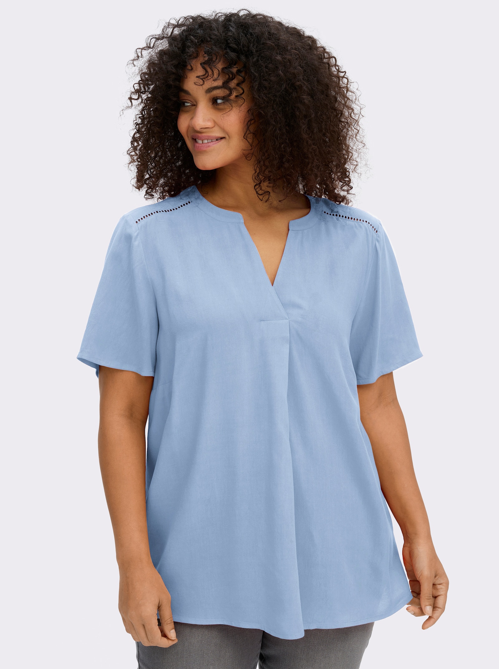 sheego Tunika mit Spitze - eisblau