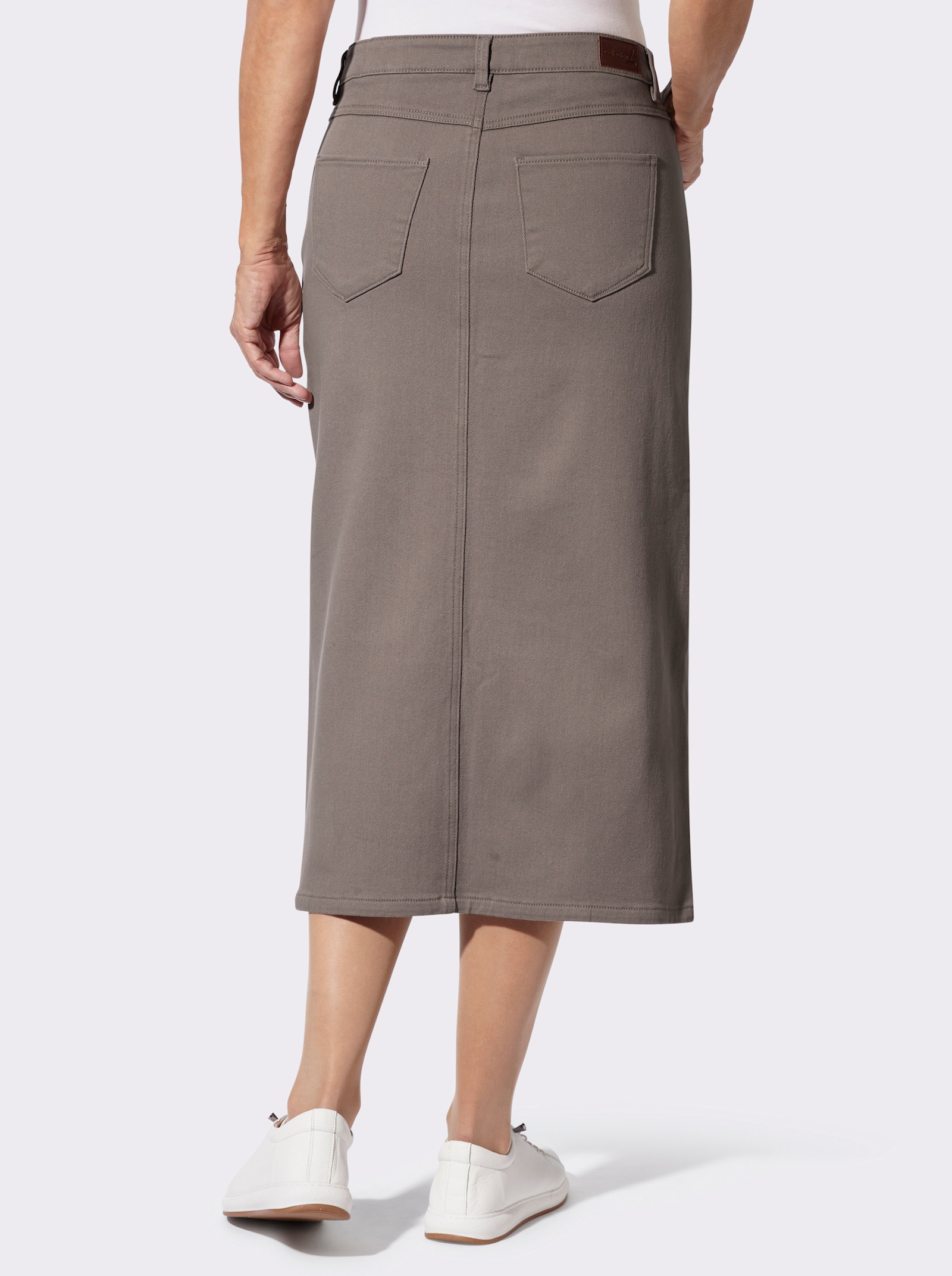 Jeansrock mit verdecktem Gehschlitz, wärmend - taupe