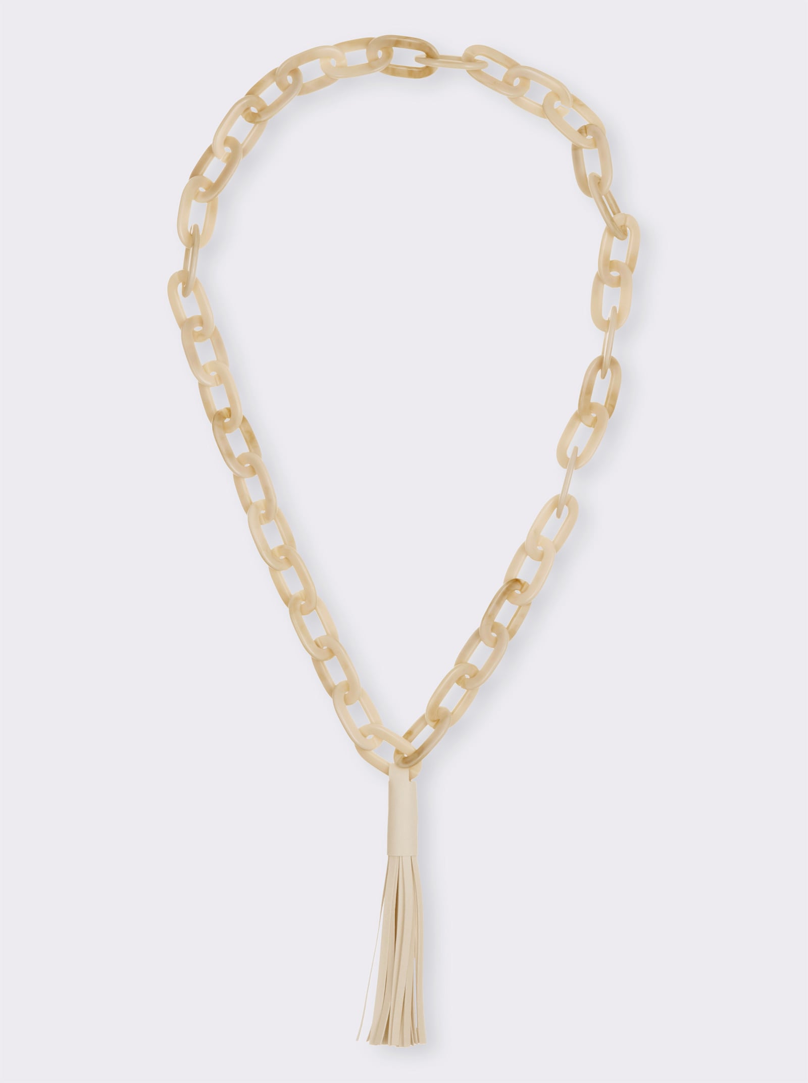 Gliederkette mit Lederquaste - beige