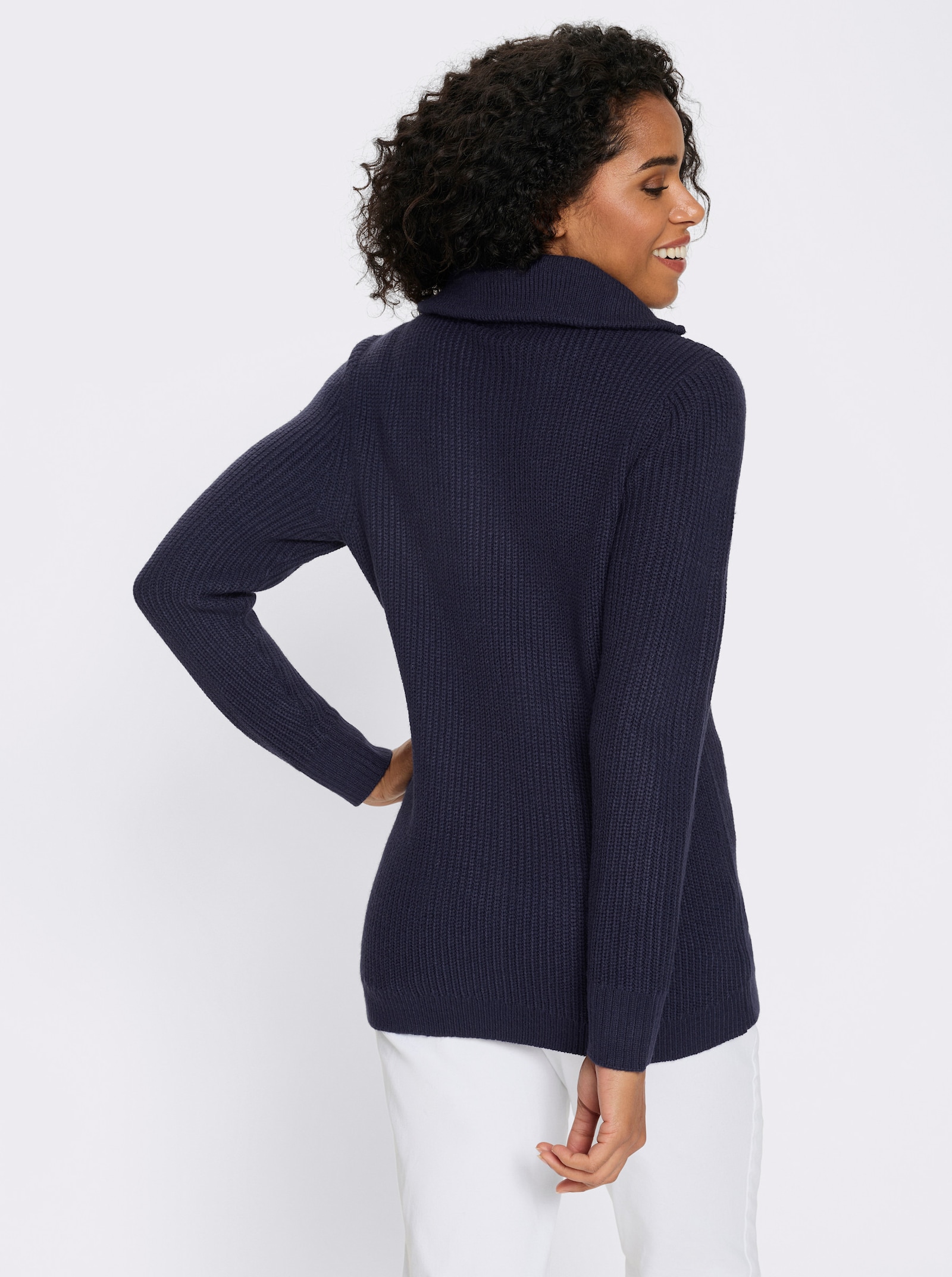 Troyer mit doppeltem Kragen - marine