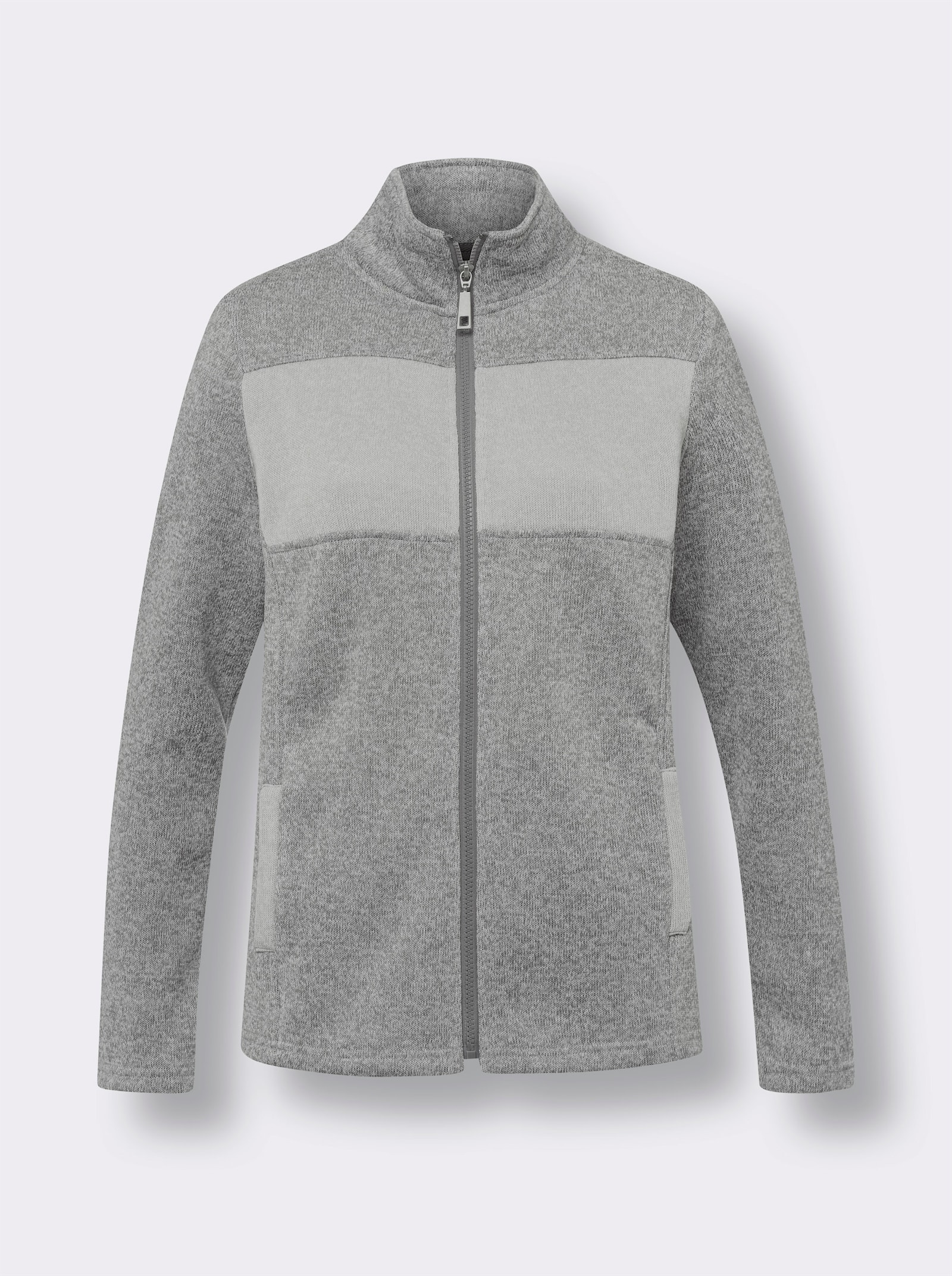 Fleecejacke mit Einsätzen - grau