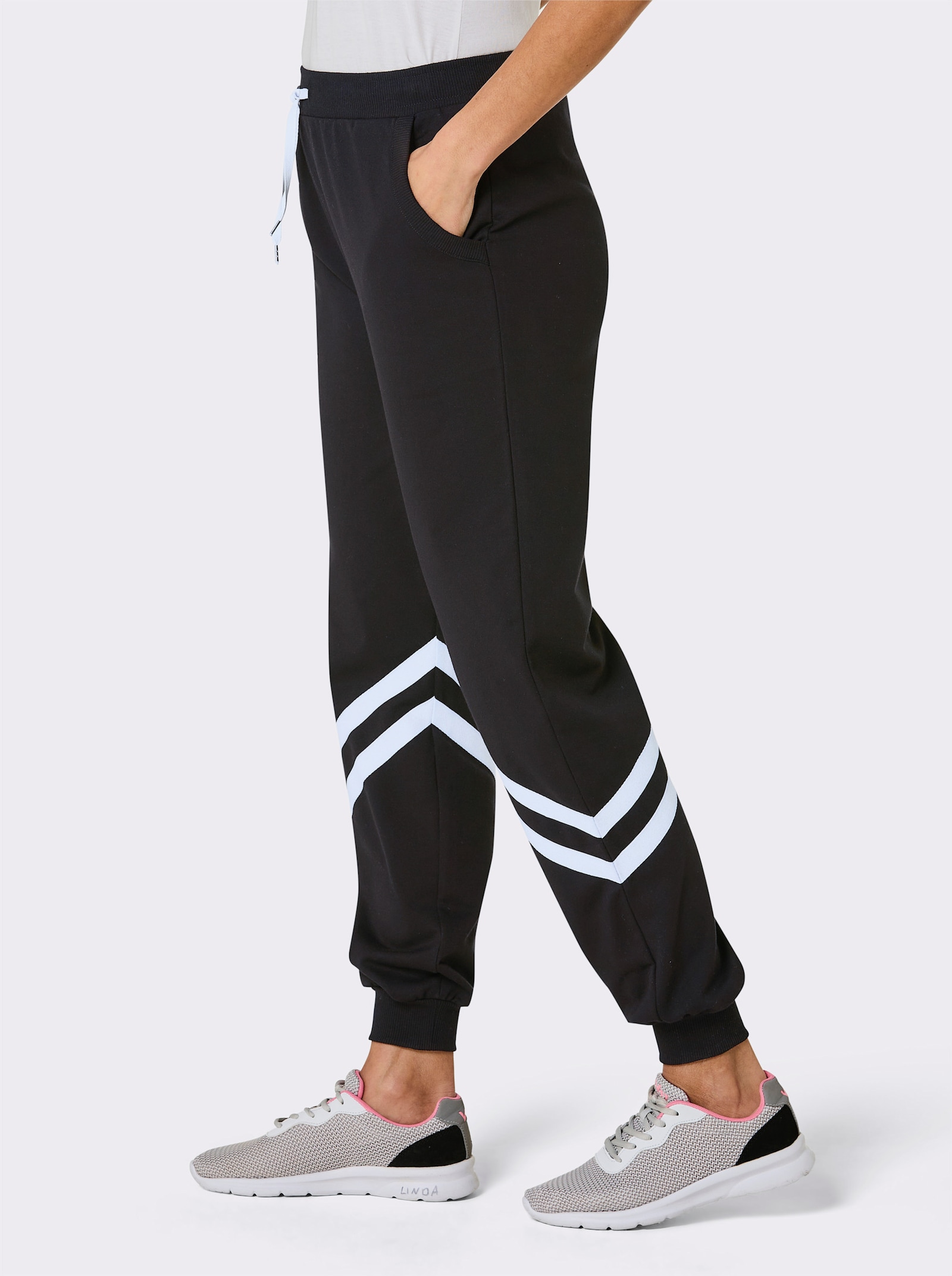 Catamaran Sports Freizeithose mit Kontraststreifen - schwarz-weiß