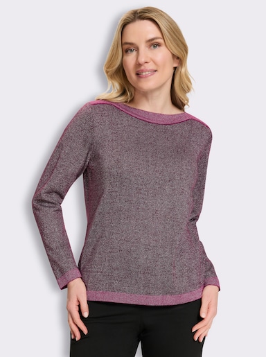 Langarm-Pullover mit glänzenden Garnen - burgund-malve
