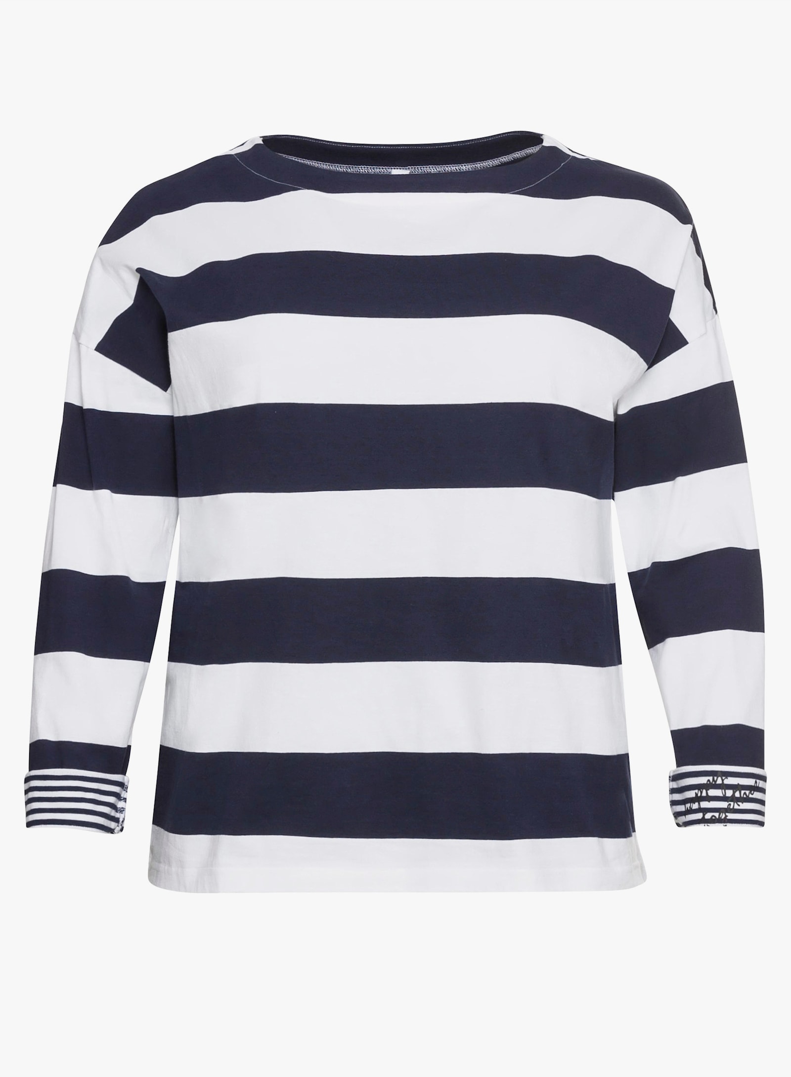 sheego Shirt met lange mouwen en brede strepen - marine